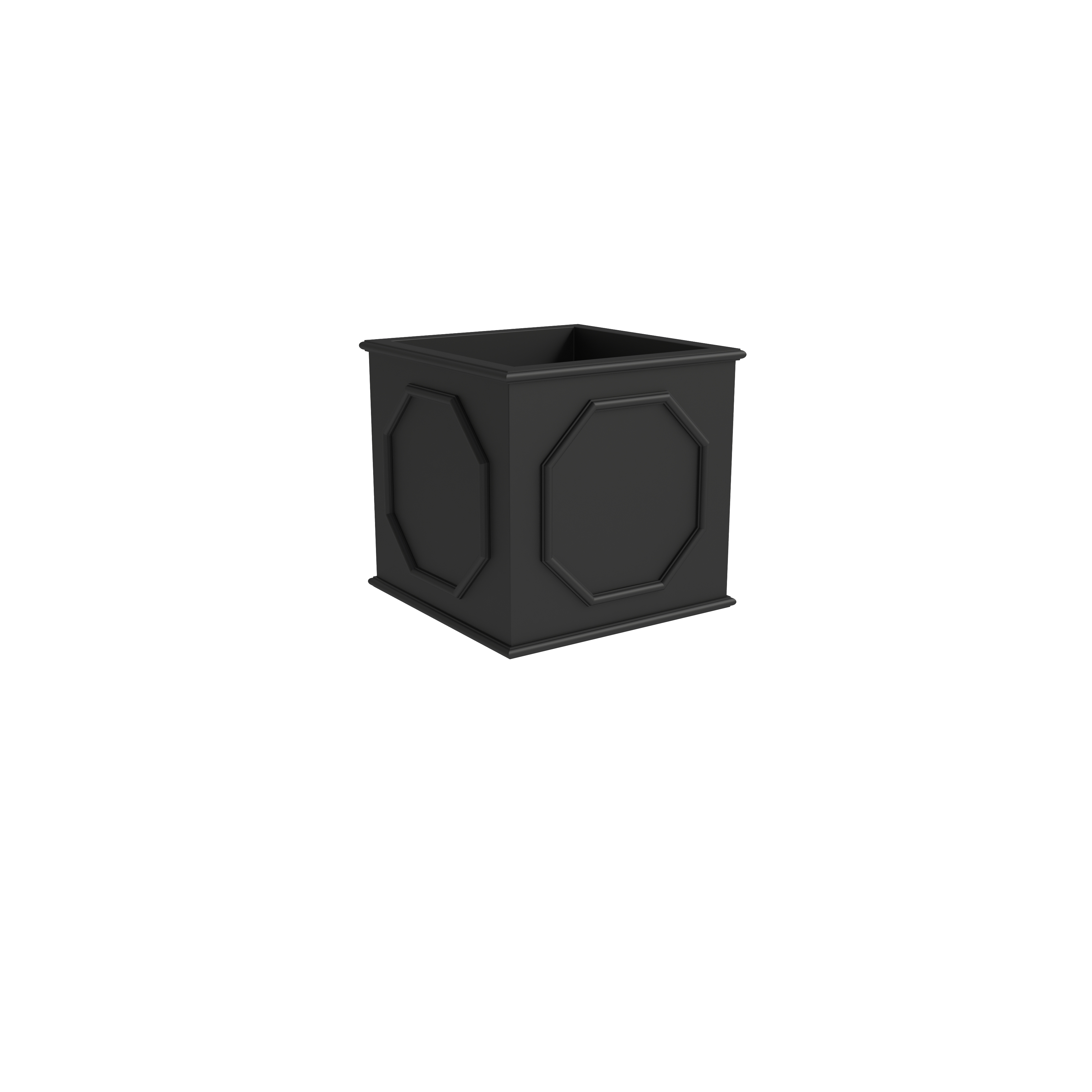 LeisureMod Sprout Modern 8" Cube Planter in Fiberstone and Clay - Black