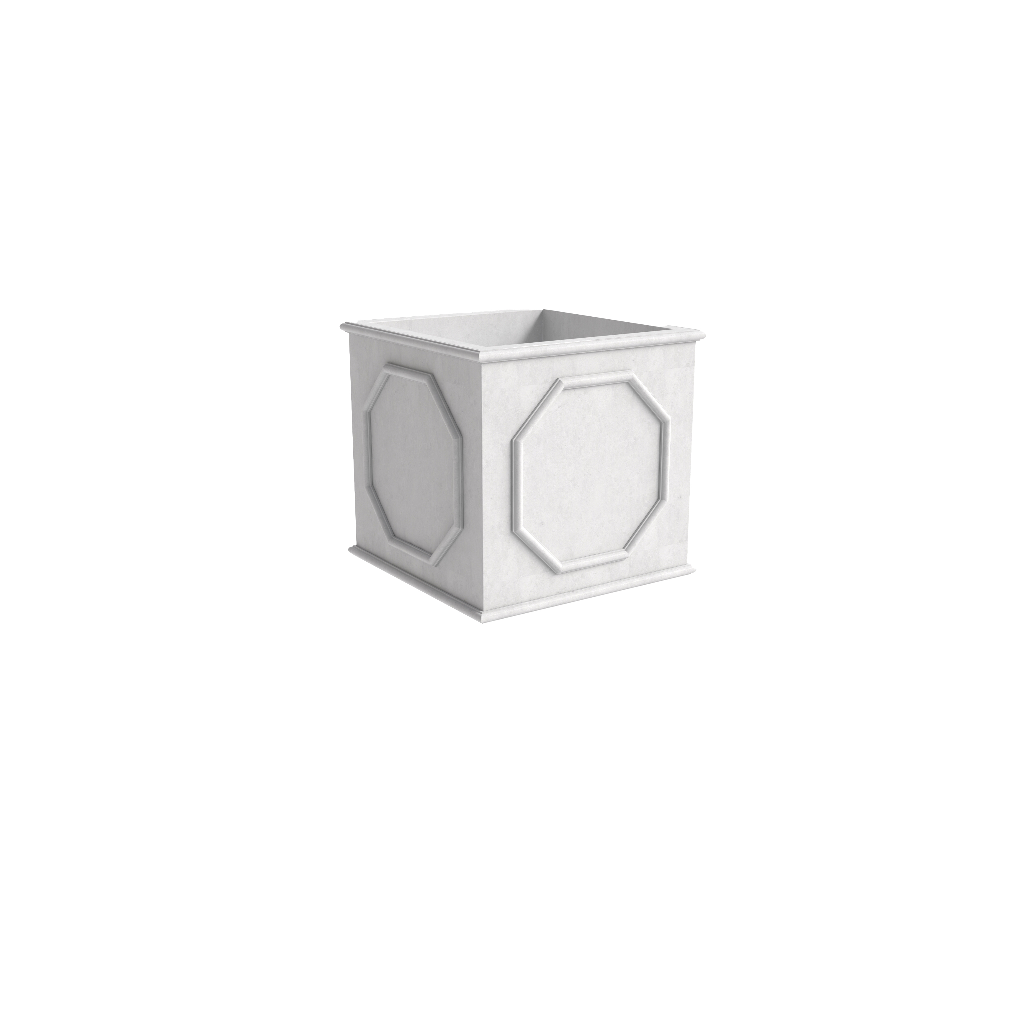 LeisureMod Sprout Modern 8" Cube Planter in Fiberstone and Clay - White