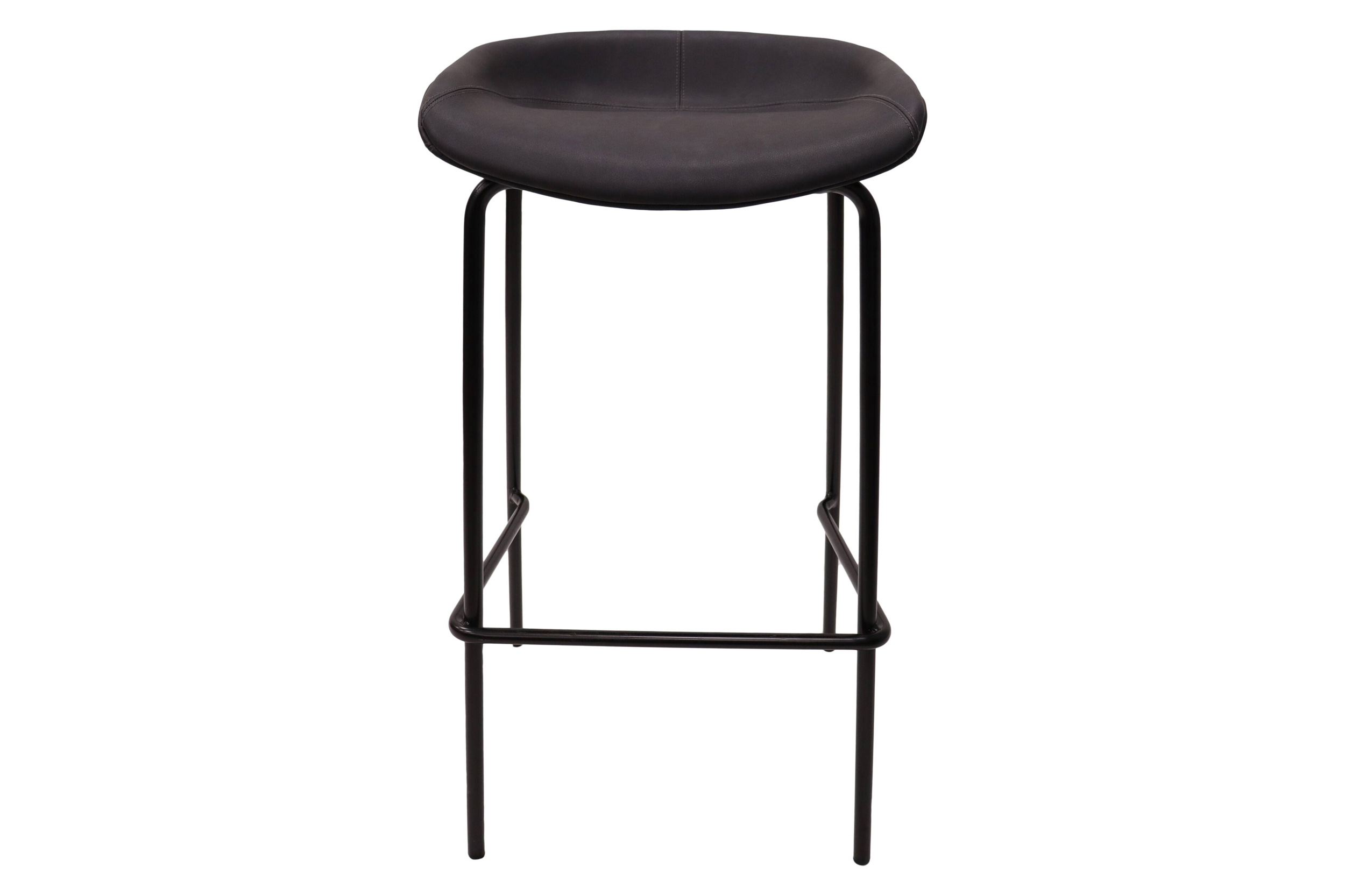 LeisureMod Servos Modern Barstool with Upholstered Faux Leather Seat - Black