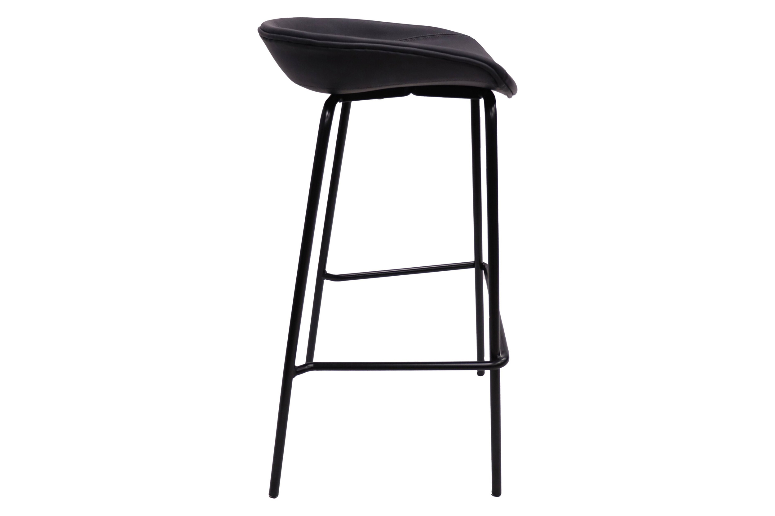 LeisureMod Servos Modern Barstool with Upholstered Faux Leather Seat - Black