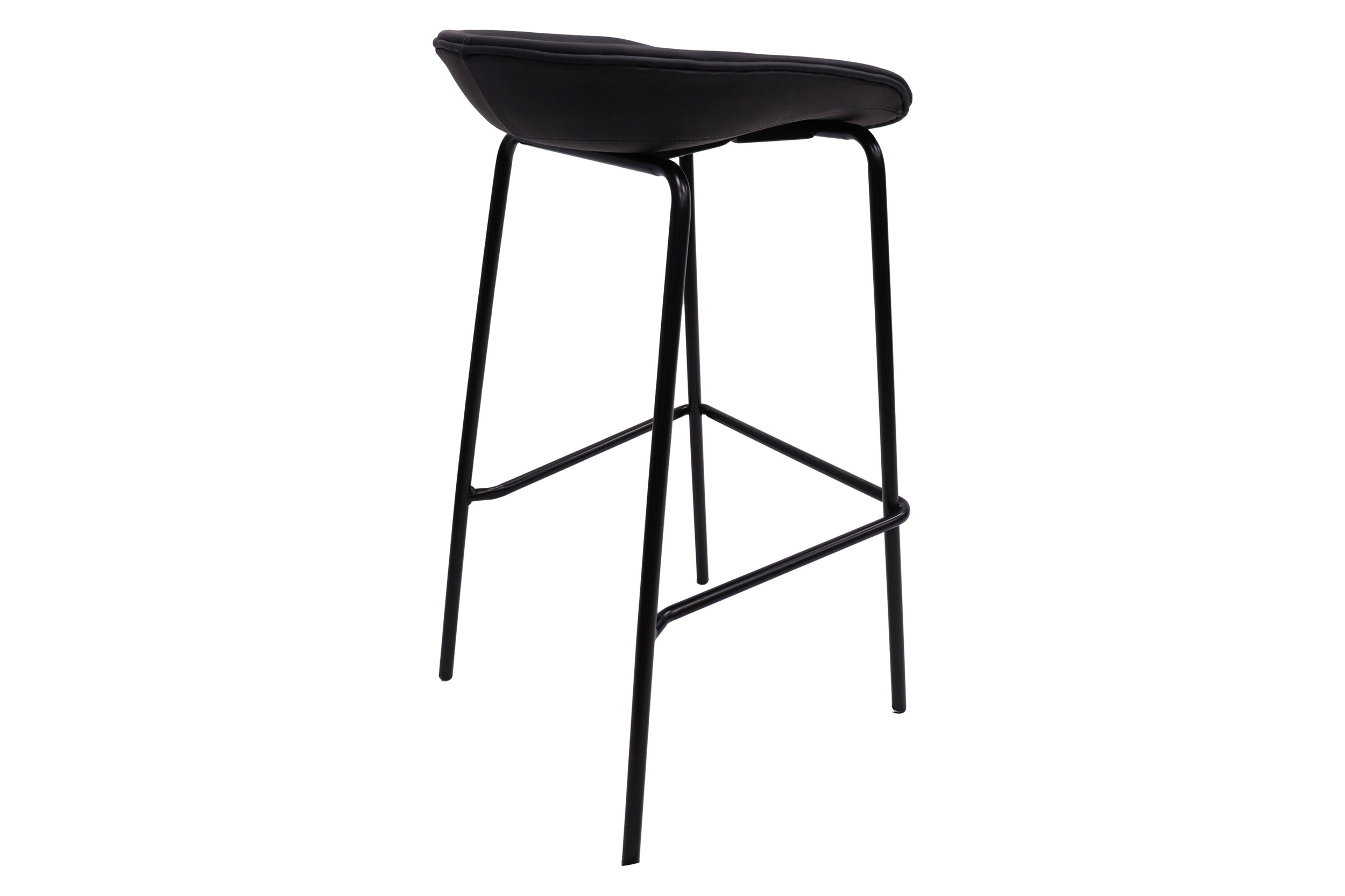 LeisureMod Servos Modern Barstool with Upholstered Faux Leather Seat - Black