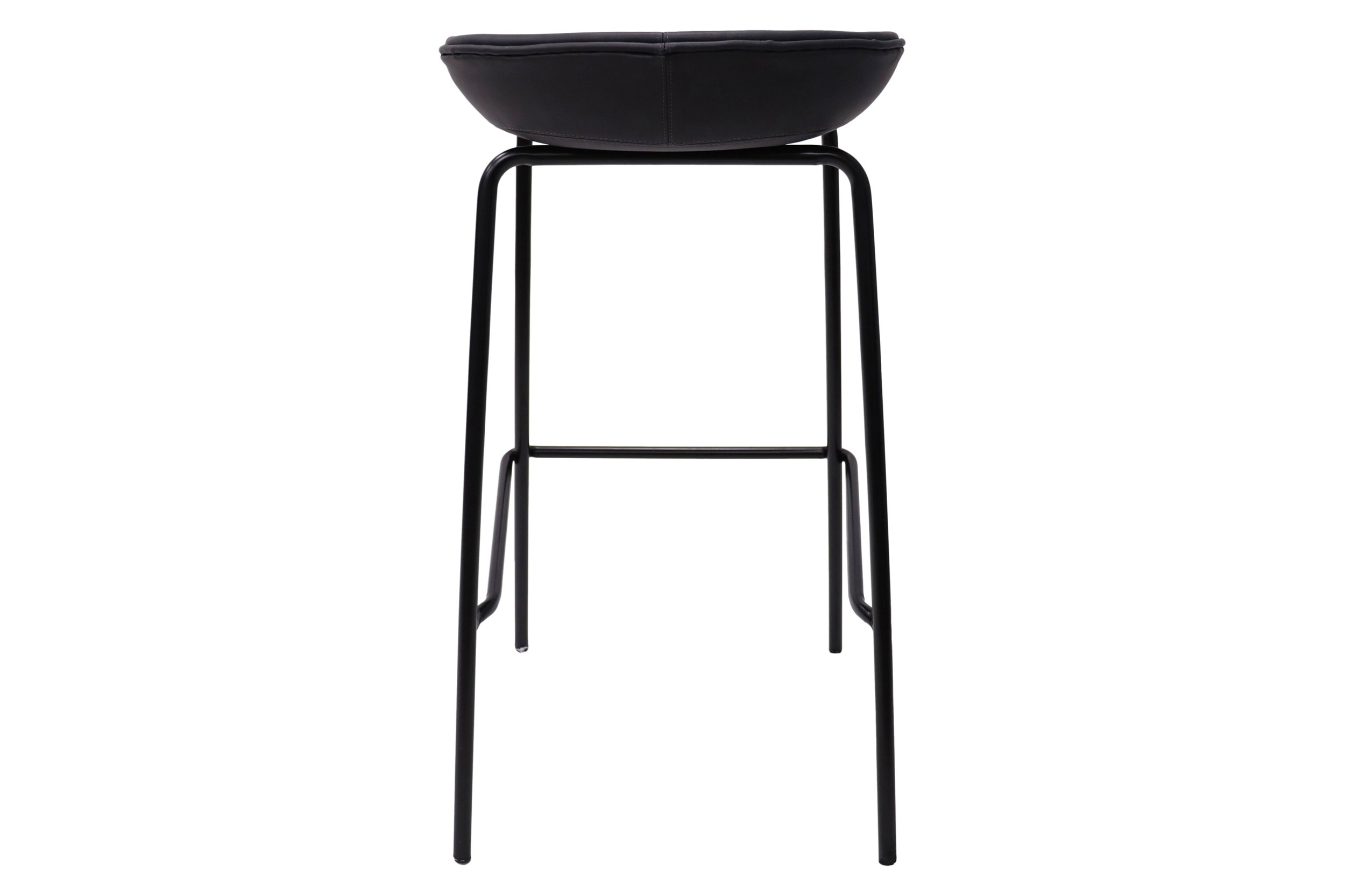 LeisureMod Servos Modern Barstool with Upholstered Faux Leather Seat - Black