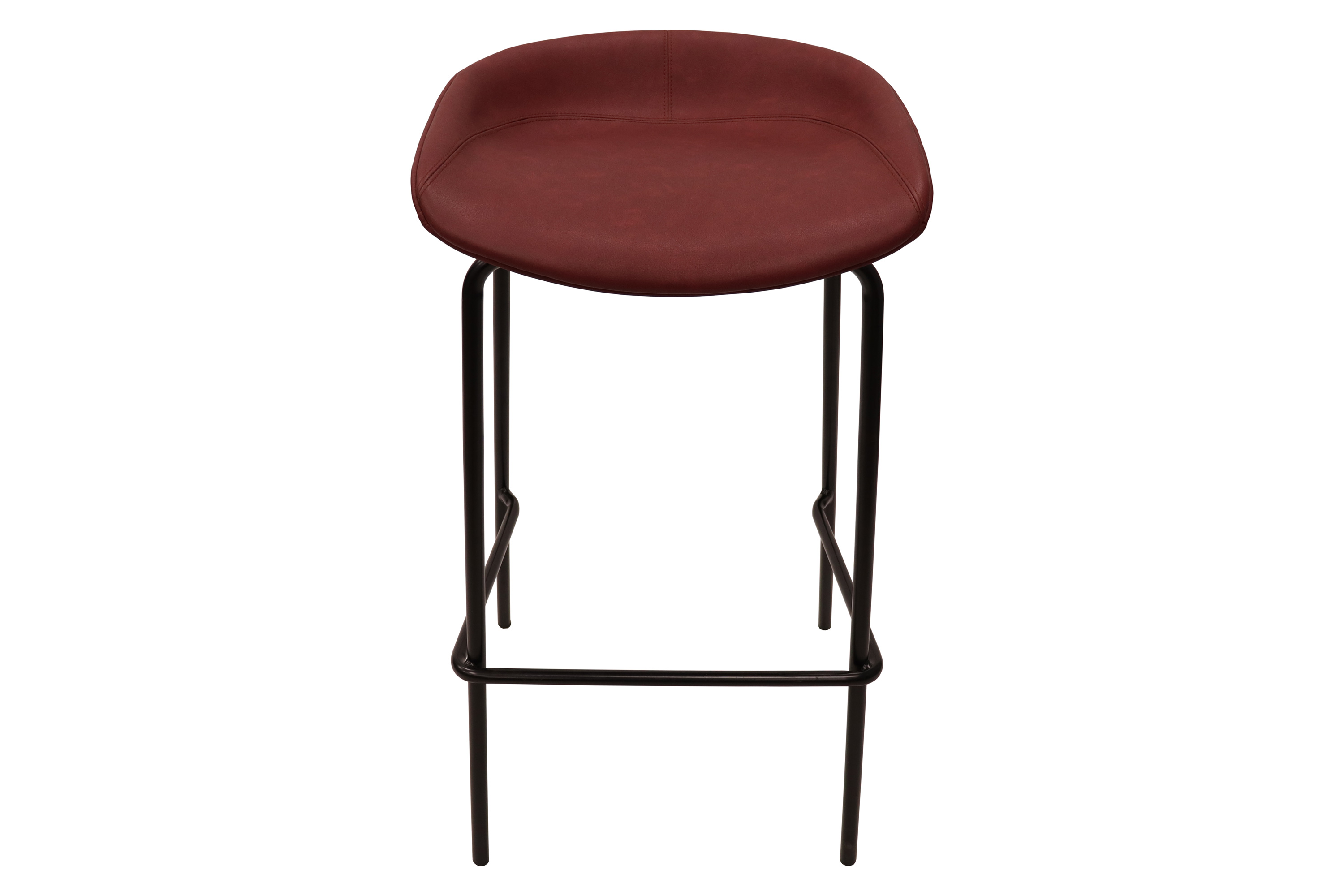 LeisureMod Servos Modern Barstool with Upholstered Faux Leather Seat - Bordeaux