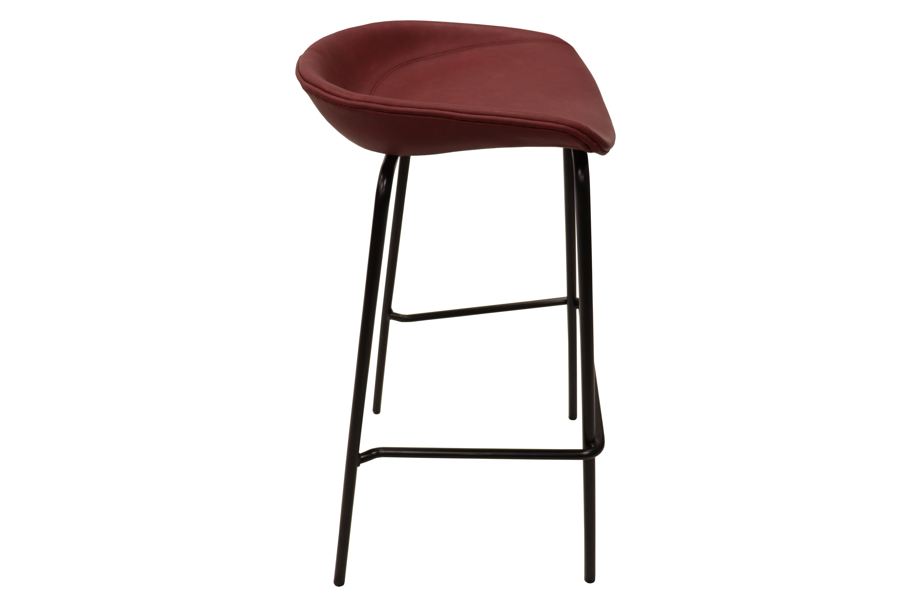 LeisureMod Servos Modern Barstool with Upholstered Faux Leather Seat - Bordeaux