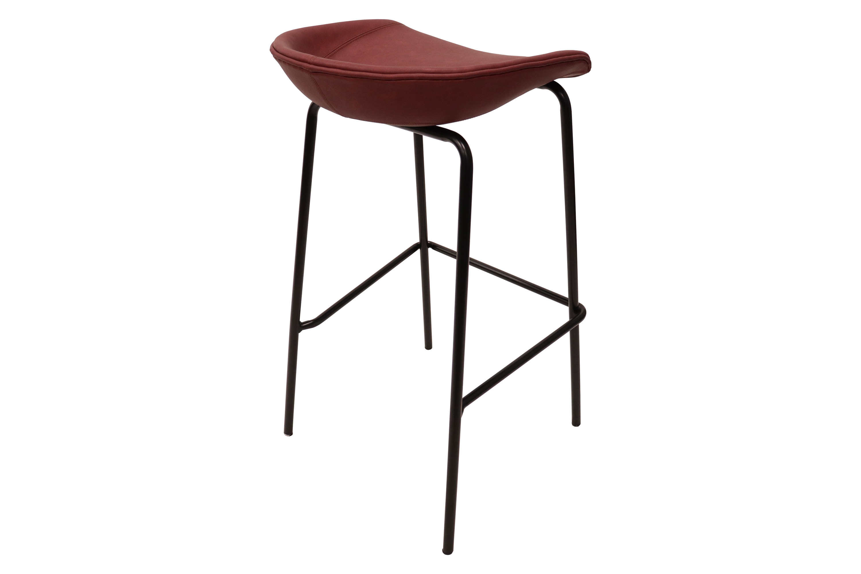 LeisureMod Servos Modern Barstool with Upholstered Faux Leather Seat - Bordeaux