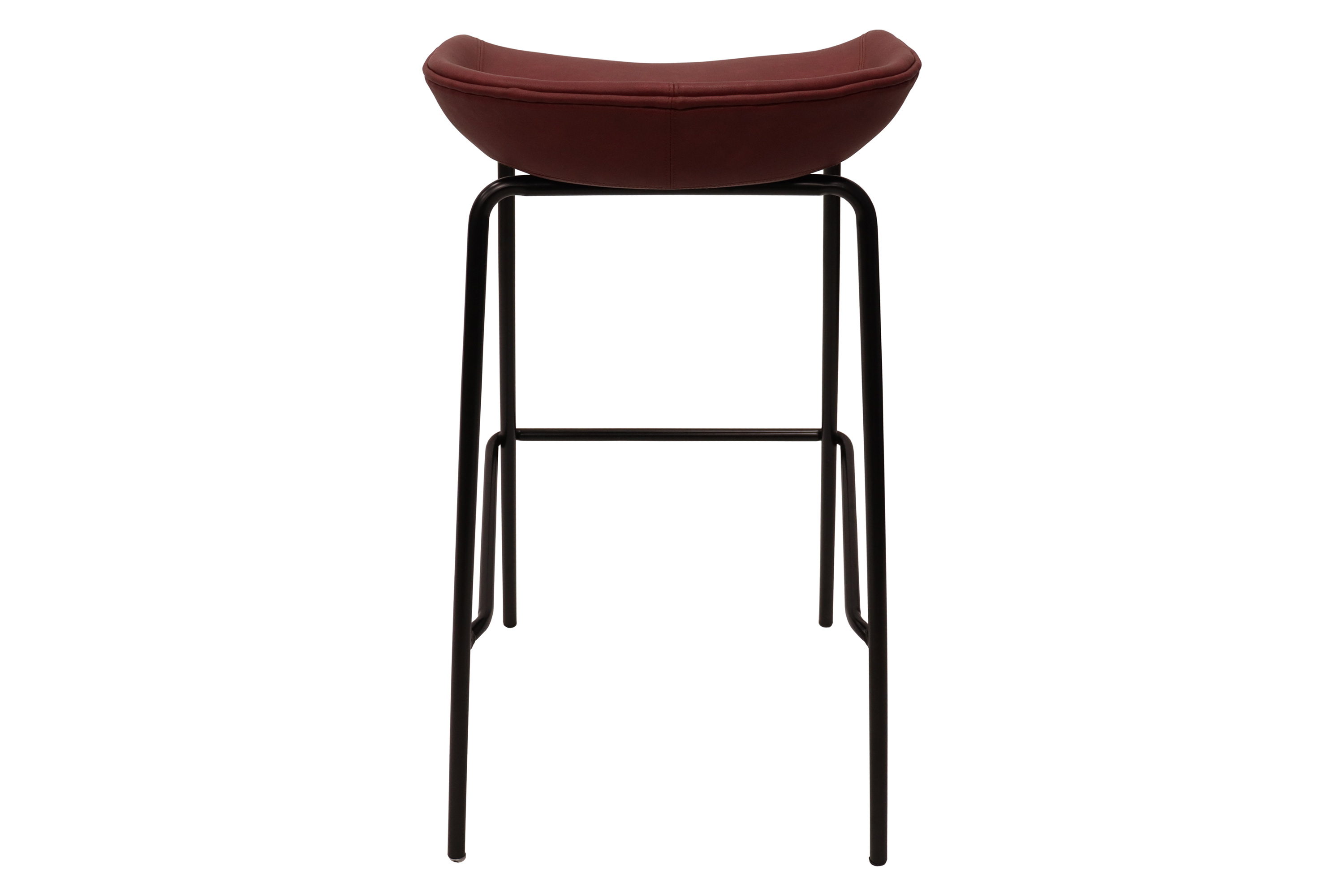 LeisureMod Servos Modern Barstool with Upholstered Faux Leather Seat - Bordeaux