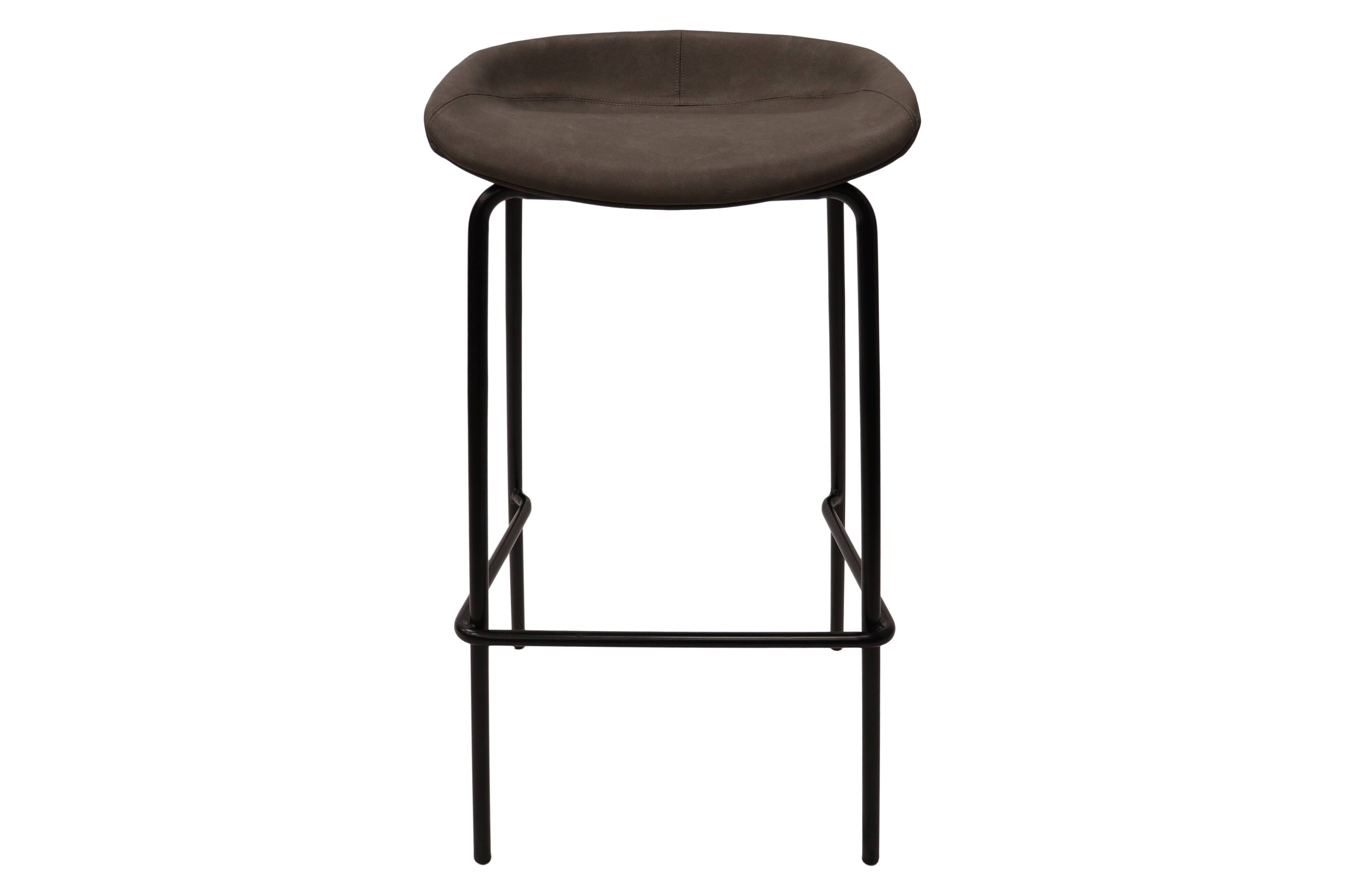 LeisureMod Servos Modern Barstool with Upholstered Faux Leather Seat - Elephant Gray