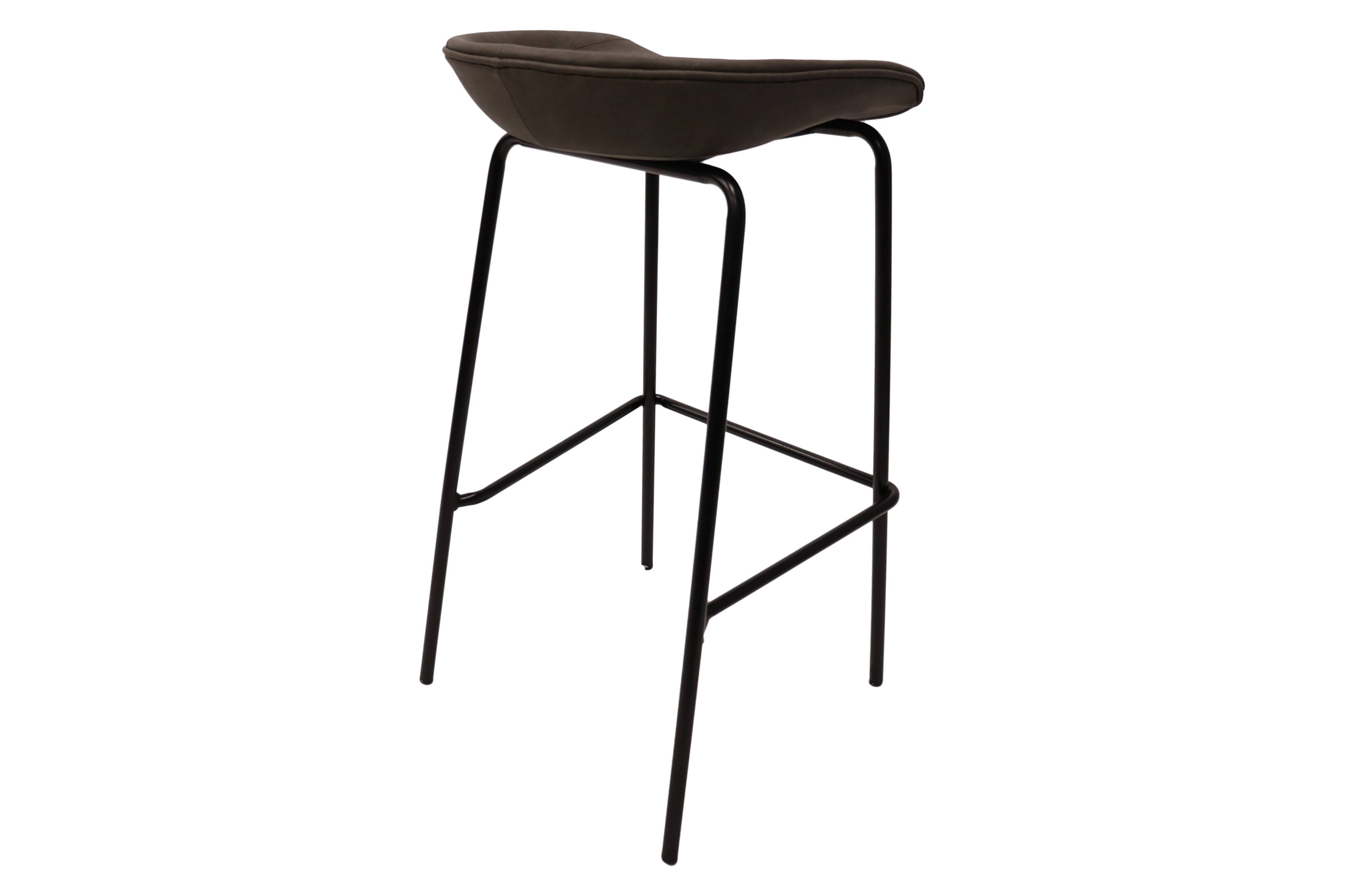 LeisureMod Servos Modern Barstool with Upholstered Faux Leather Seat - Elephant Gray