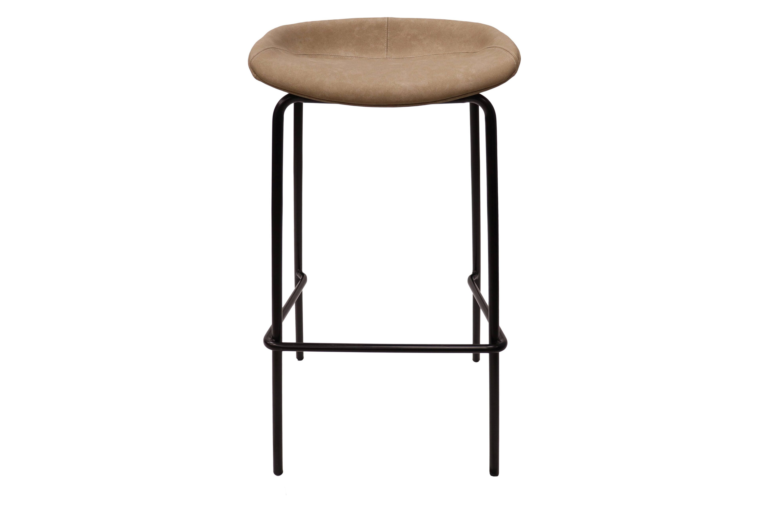 LeisureMod Servos Modern Barstool with Upholstered Faux Leather Seat - Sand Brown