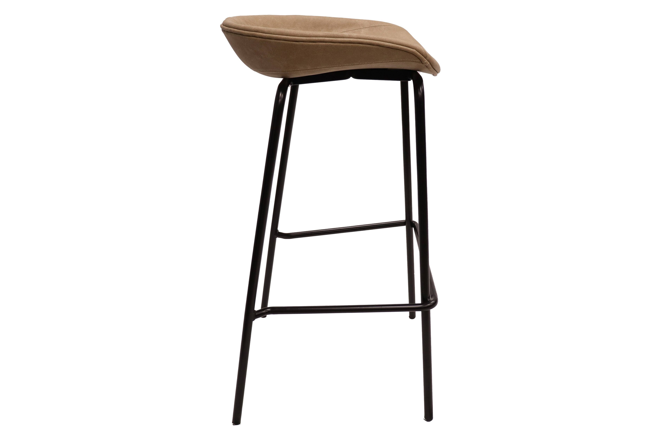 LeisureMod Servos Modern Barstool with Upholstered Faux Leather Seat - Sand Brown