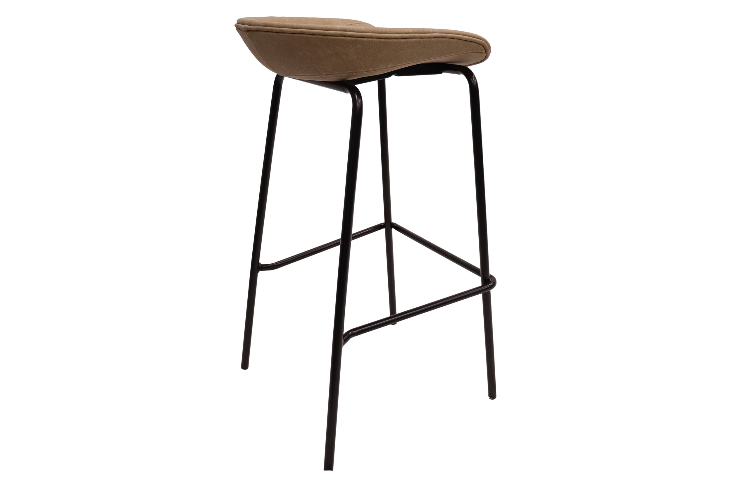 LeisureMod Servos Modern Barstool with Upholstered Faux Leather Seat - Sand Brown