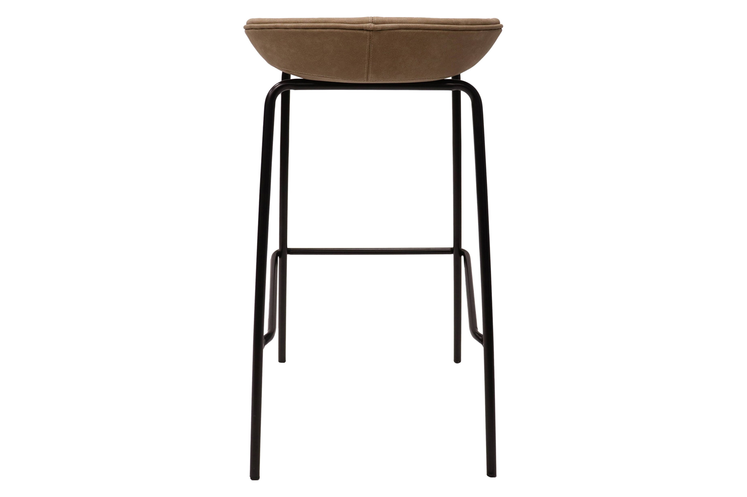 LeisureMod Servos Modern Barstool with Upholstered Faux Leather Seat - Sand Brown