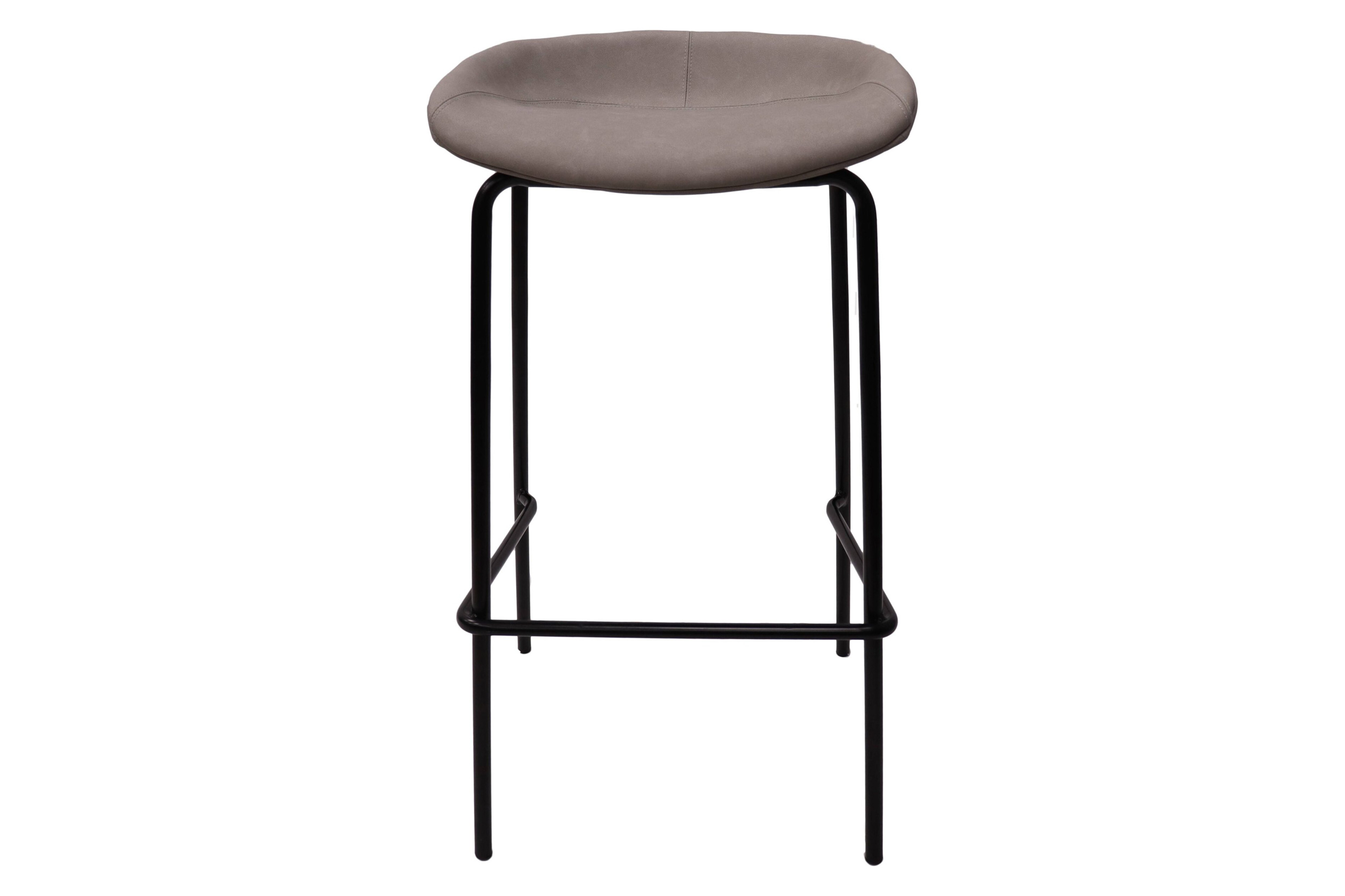 LeisureMod Servos Modern Barstool with Upholstered Faux Leather Seat - Light Gray