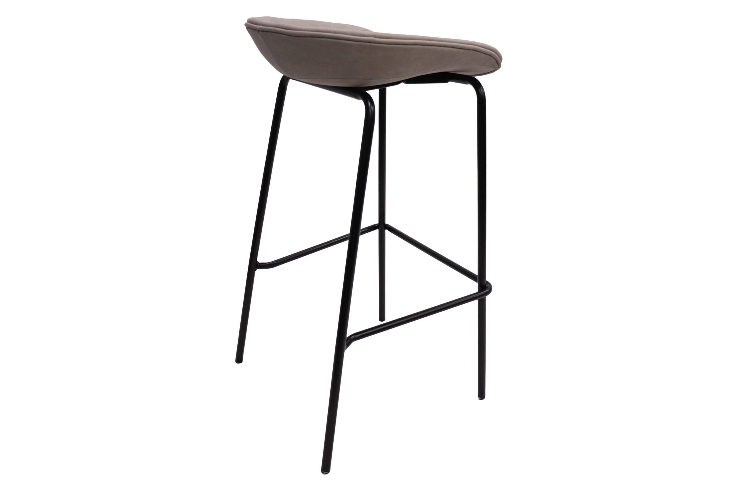 LeisureMod Servos Modern Barstool with Upholstered Faux Leather Seat - Light Gray