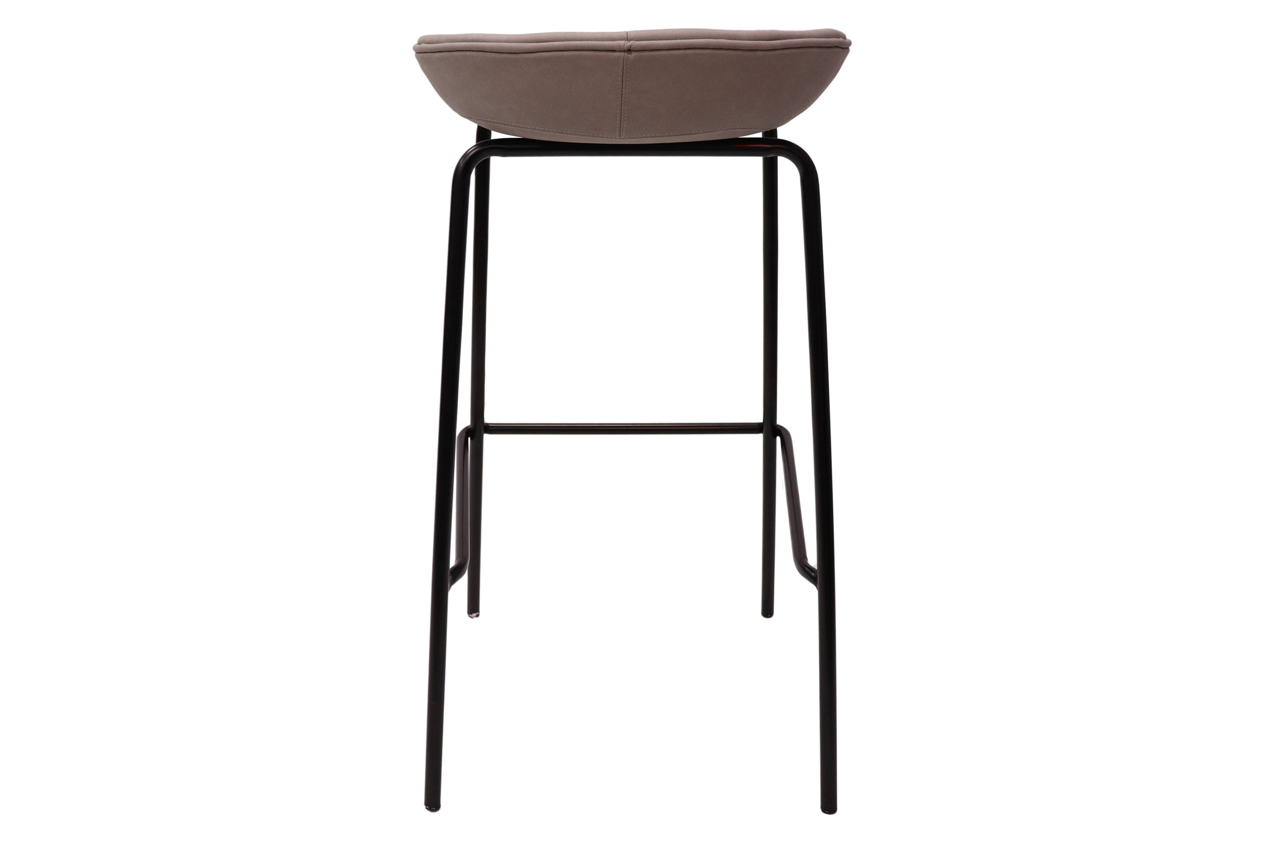 LeisureMod Servos Modern Barstool with Upholstered Faux Leather Seat - Light Gray