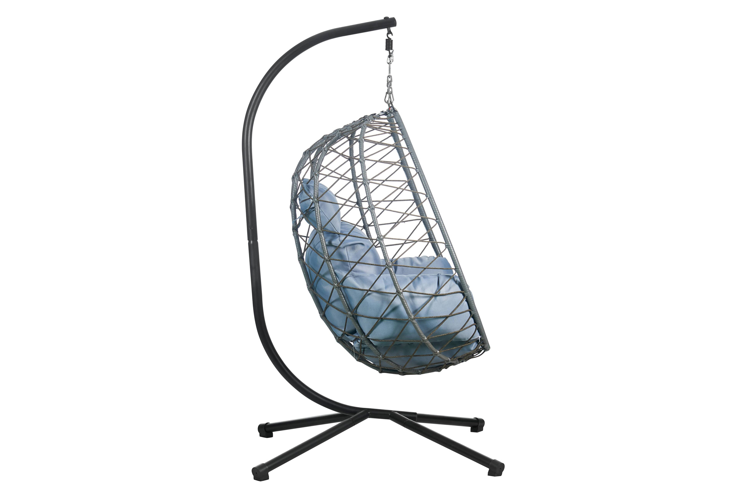 LeisureMod Summit Modern Outdoor Single Person Egg Swing Chair with Removable Cushions - Charcoal