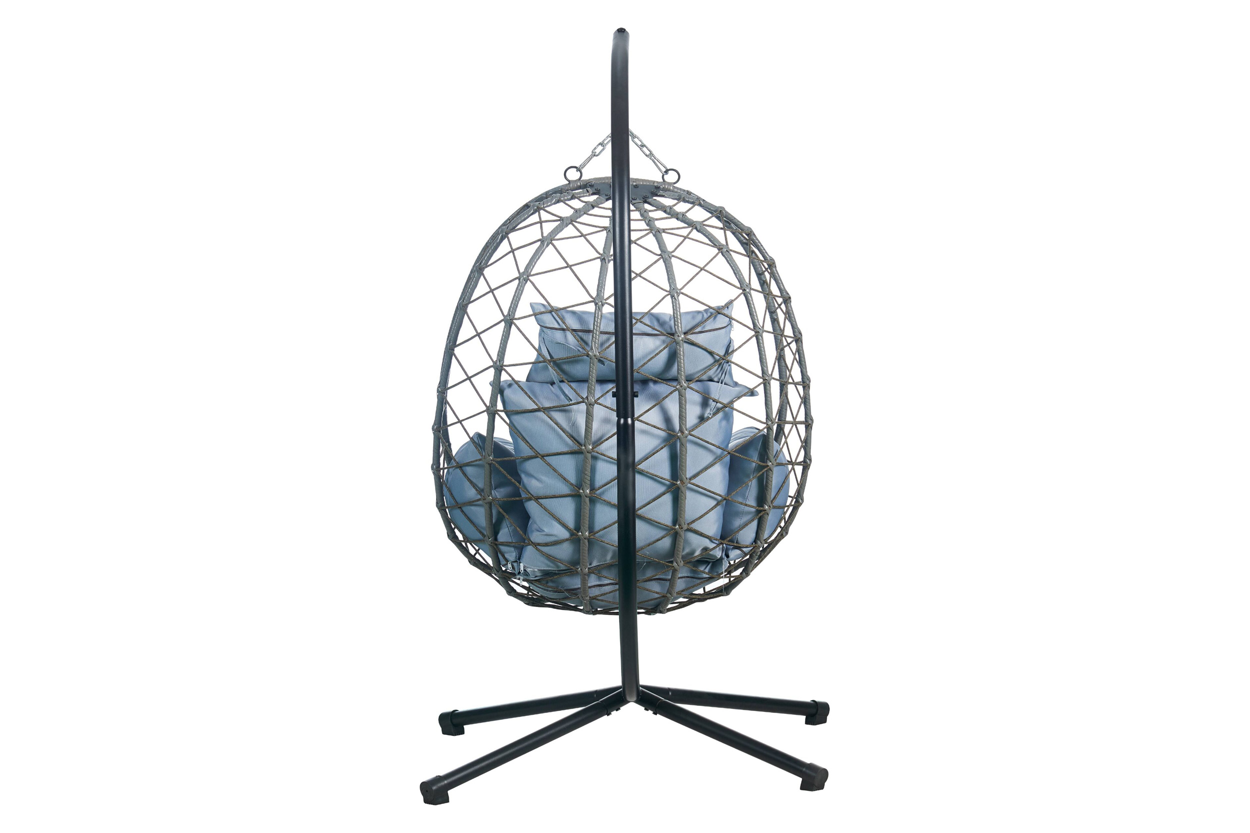 LeisureMod Summit Modern Outdoor Single Person Egg Swing Chair with Removable Cushions - Charcoal