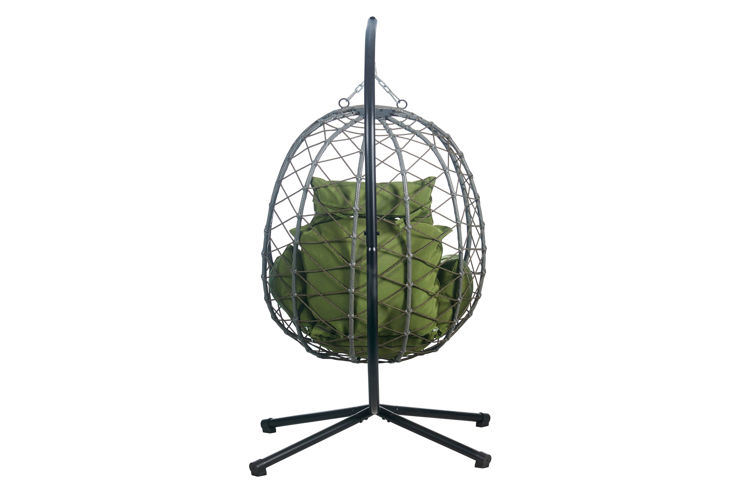 LeisureMod Summit Modern Outdoor Single Person Egg Swing Chair with Removable Cushions - Dark Green