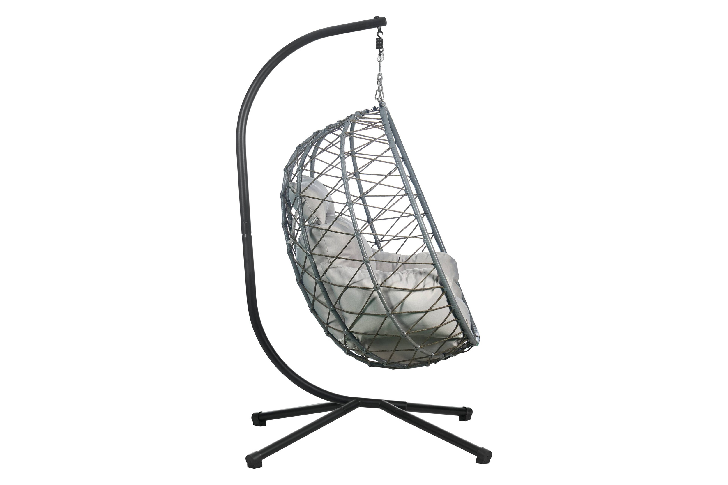 LeisureMod Summit Modern Outdoor Single Person Egg Swing Chair with Removable Cushions - Gray