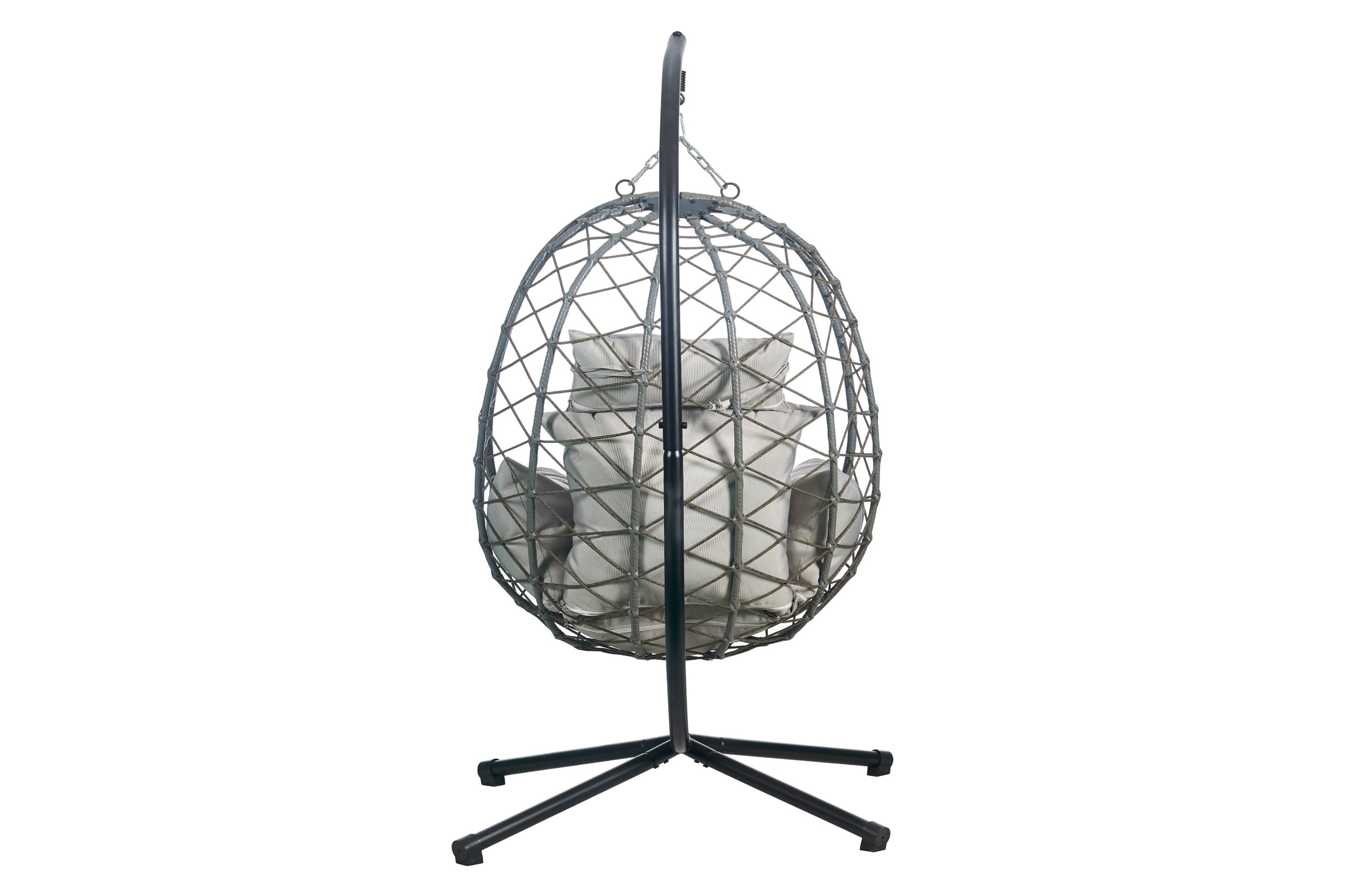 LeisureMod Summit Modern Outdoor Single Person Egg Swing Chair with Removable Cushions - Gray