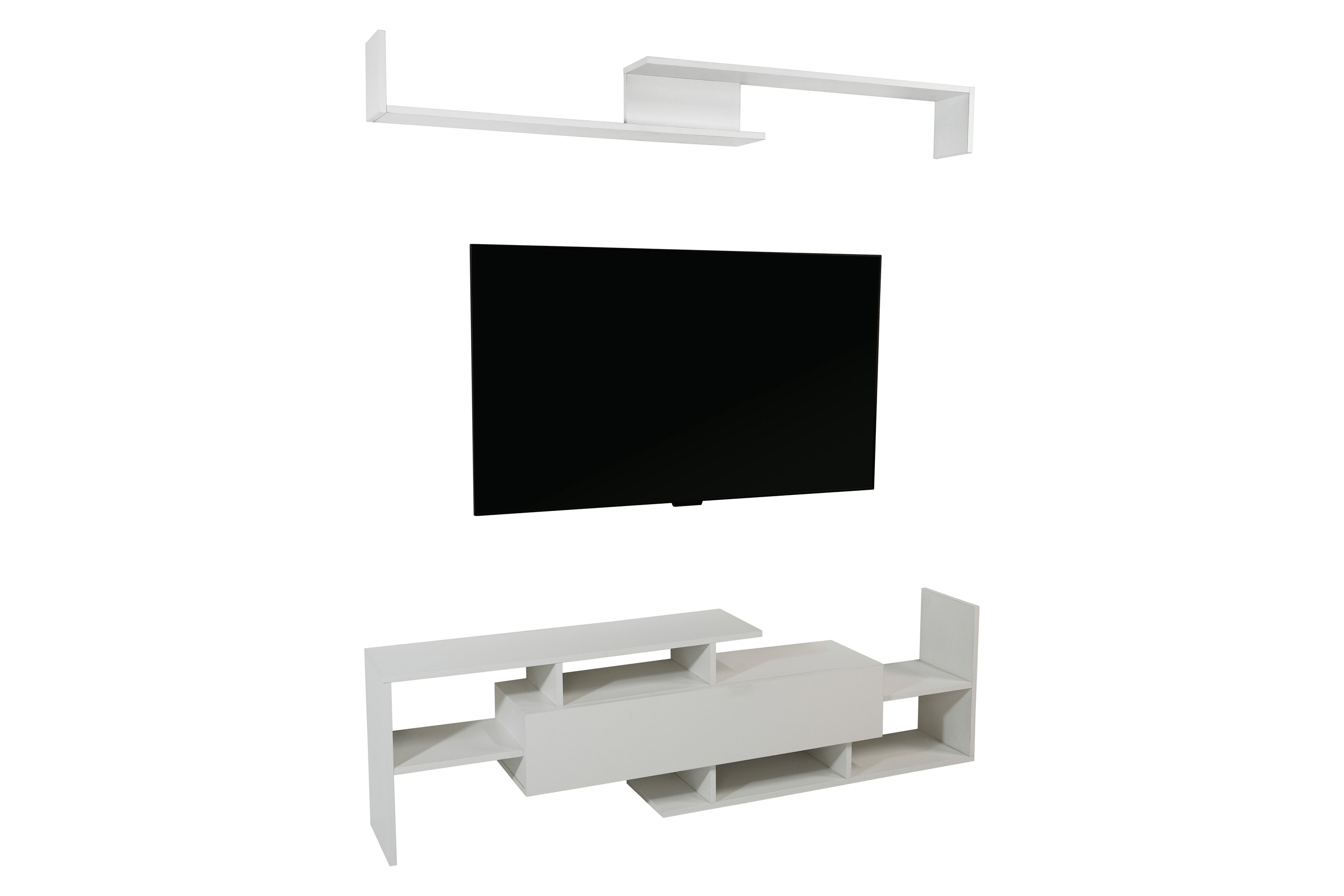 LeisureMod Surrey Modern TV Stand with MDF Shelves and Bookcase