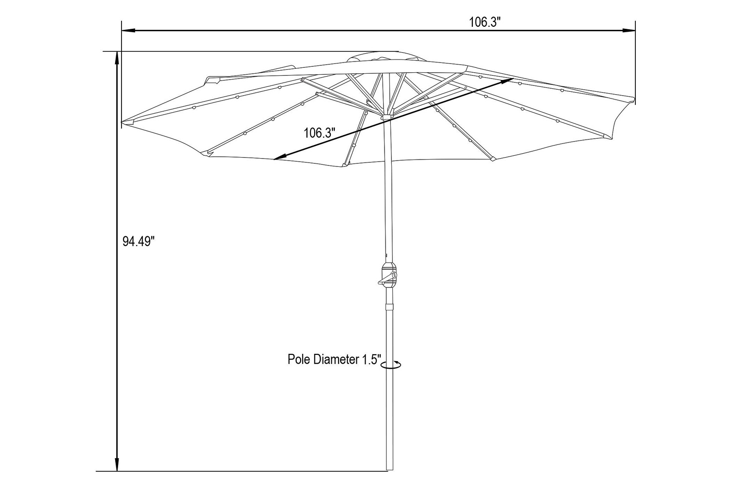 LeisureMod Sierra 9" Outdoor Patio Tilt Market Umbrella with Solar Led Lights - Beige