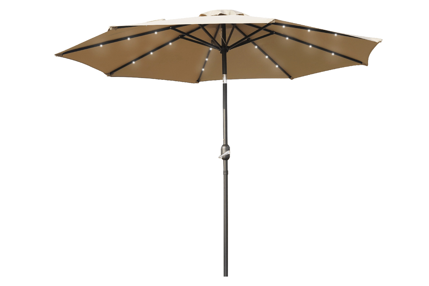 LeisureMod Sierra 9" Outdoor Patio Tilt Market Umbrella with Solar Led Lights