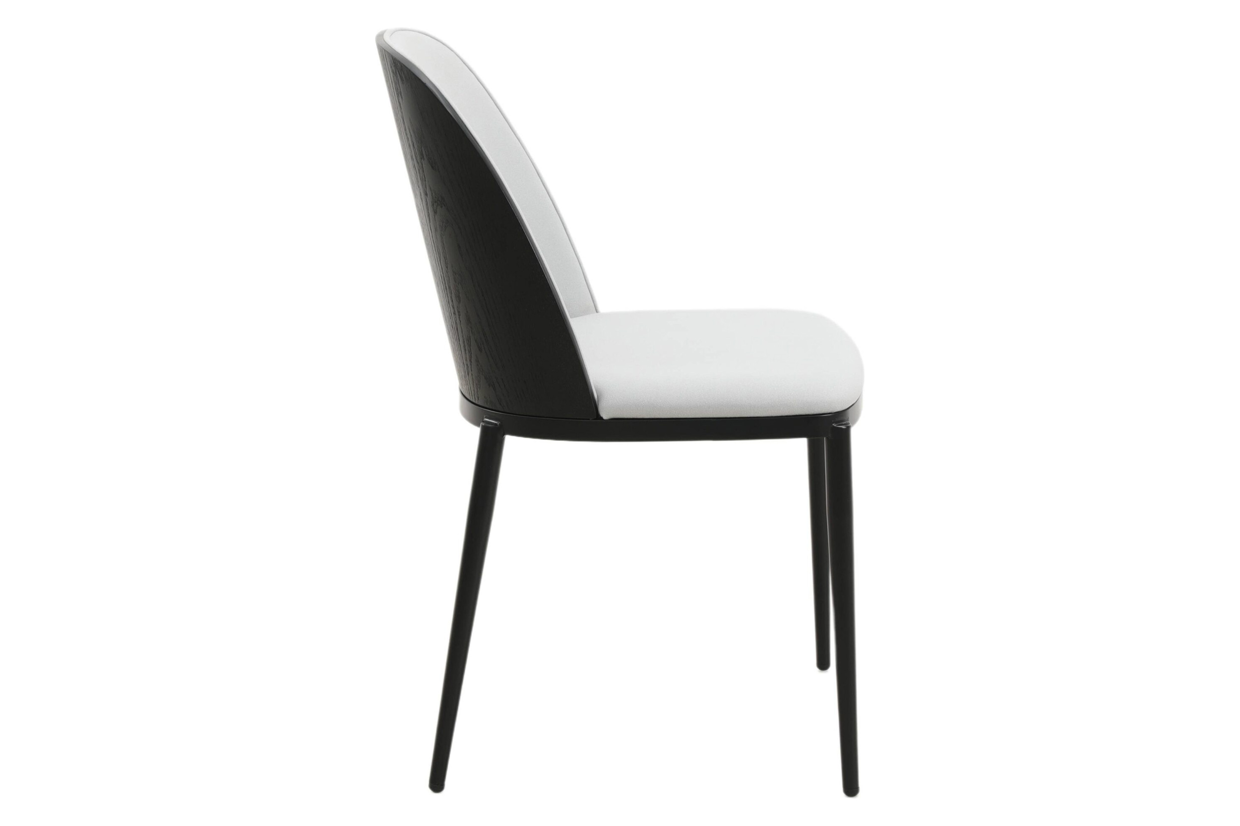 LeisureMod Tule Mid-Century Modern Dining Side Chair with Powder-Coated Steel Frame - Black/Platinum Blue