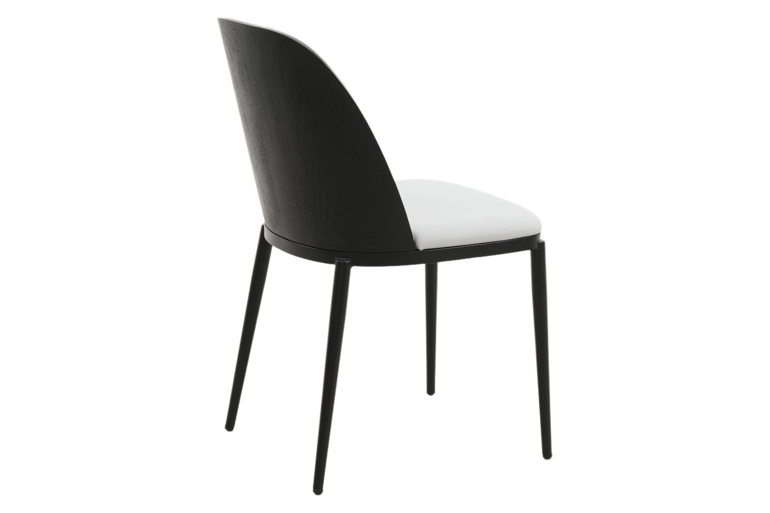 LeisureMod Tule Mid-Century Modern Dining Side Chair with Powder-Coated Steel Frame - Black/Platinum Blue