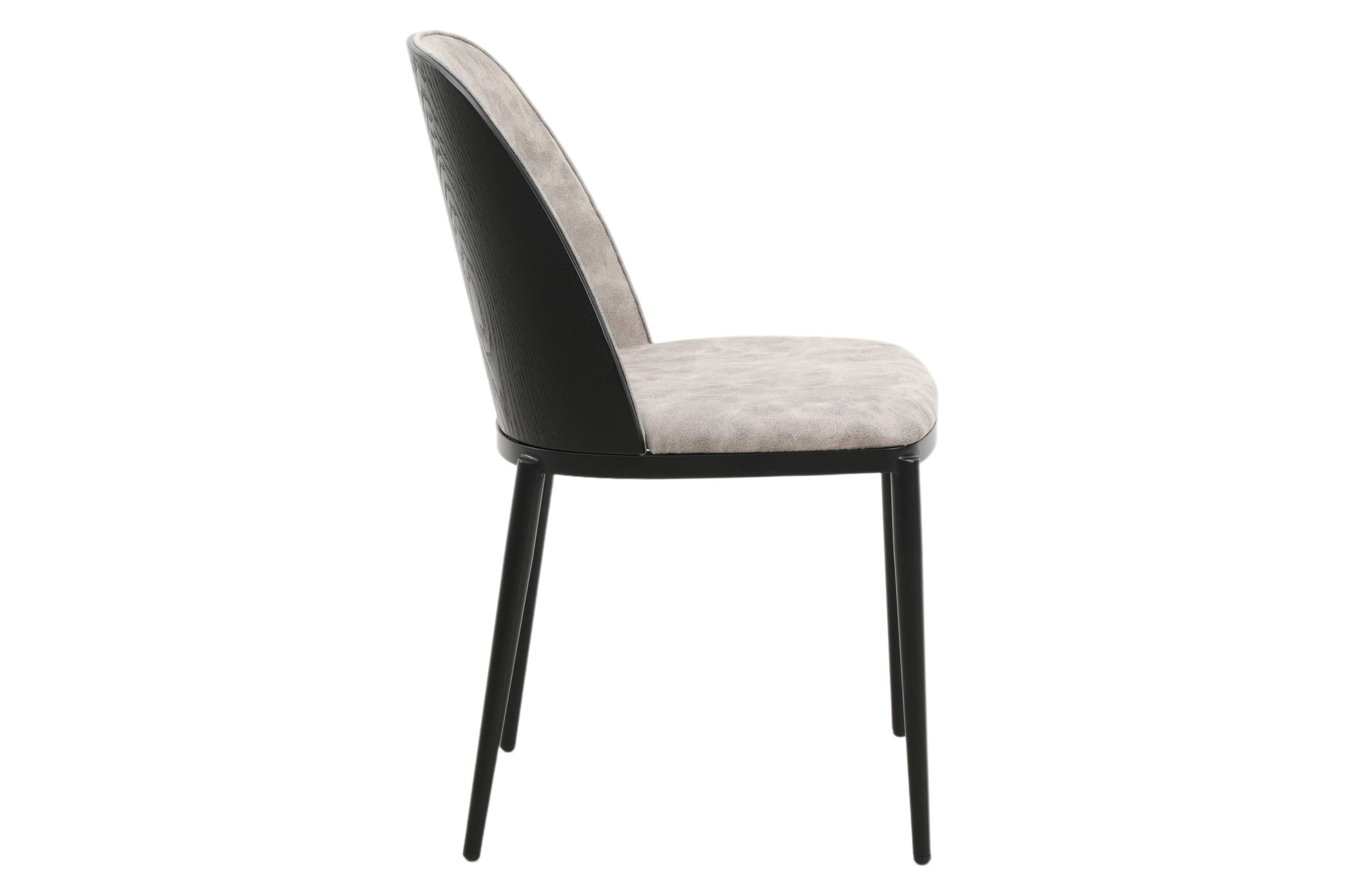 LeisureMod Tule Mid-Century Modern Dining Side Chair with Powder-Coated Steel Frame - Black/Charcoal