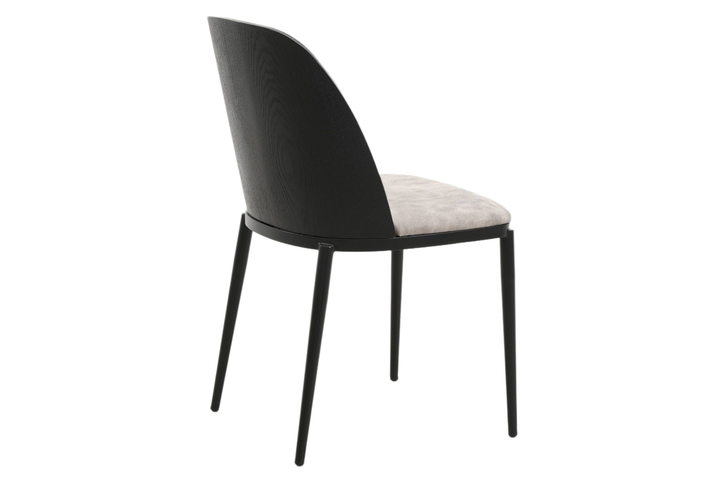 LeisureMod Tule Mid-Century Modern Dining Side Chair with Powder-Coated Steel Frame - Black/Charcoal