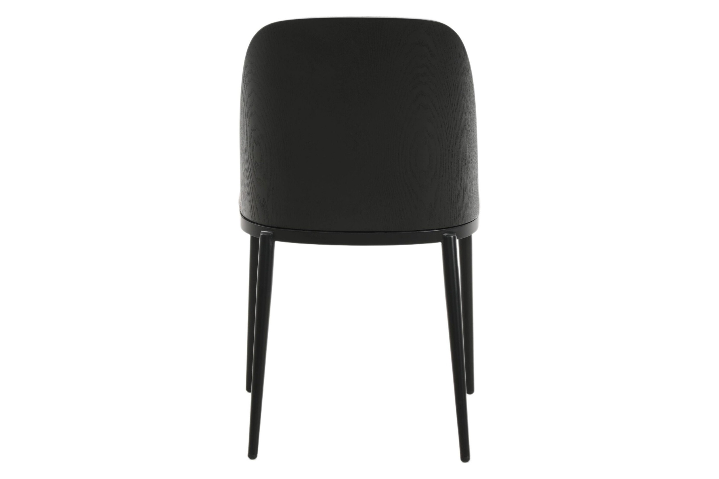 LeisureMod Tule Mid-Century Modern Dining Side Chair with Powder-Coated Steel Frame - Black/Charcoal