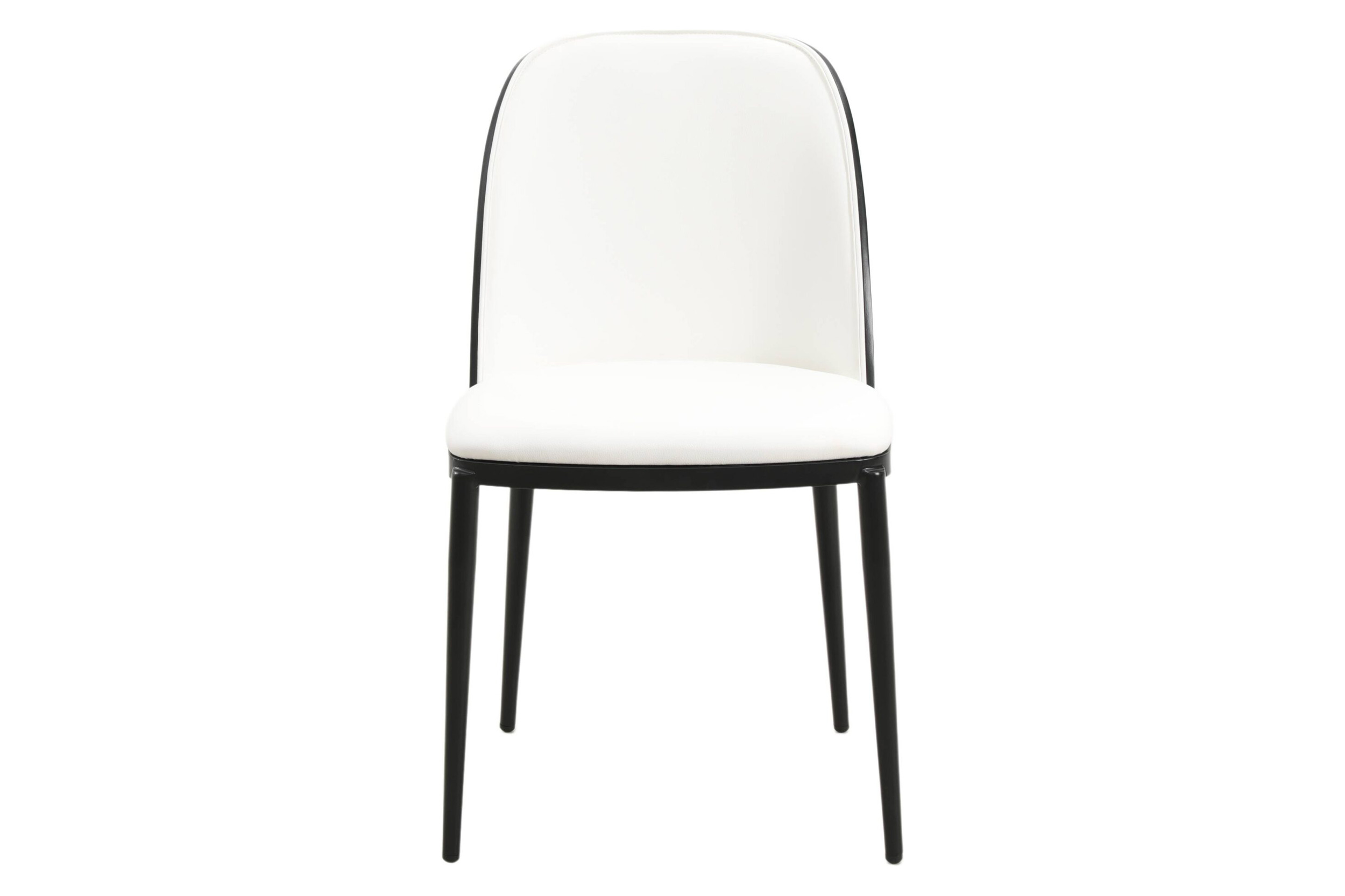 LeisureMod Tule Mid-Century Modern Dining Side Chair with Powder-Coated Steel Frame - Black/White