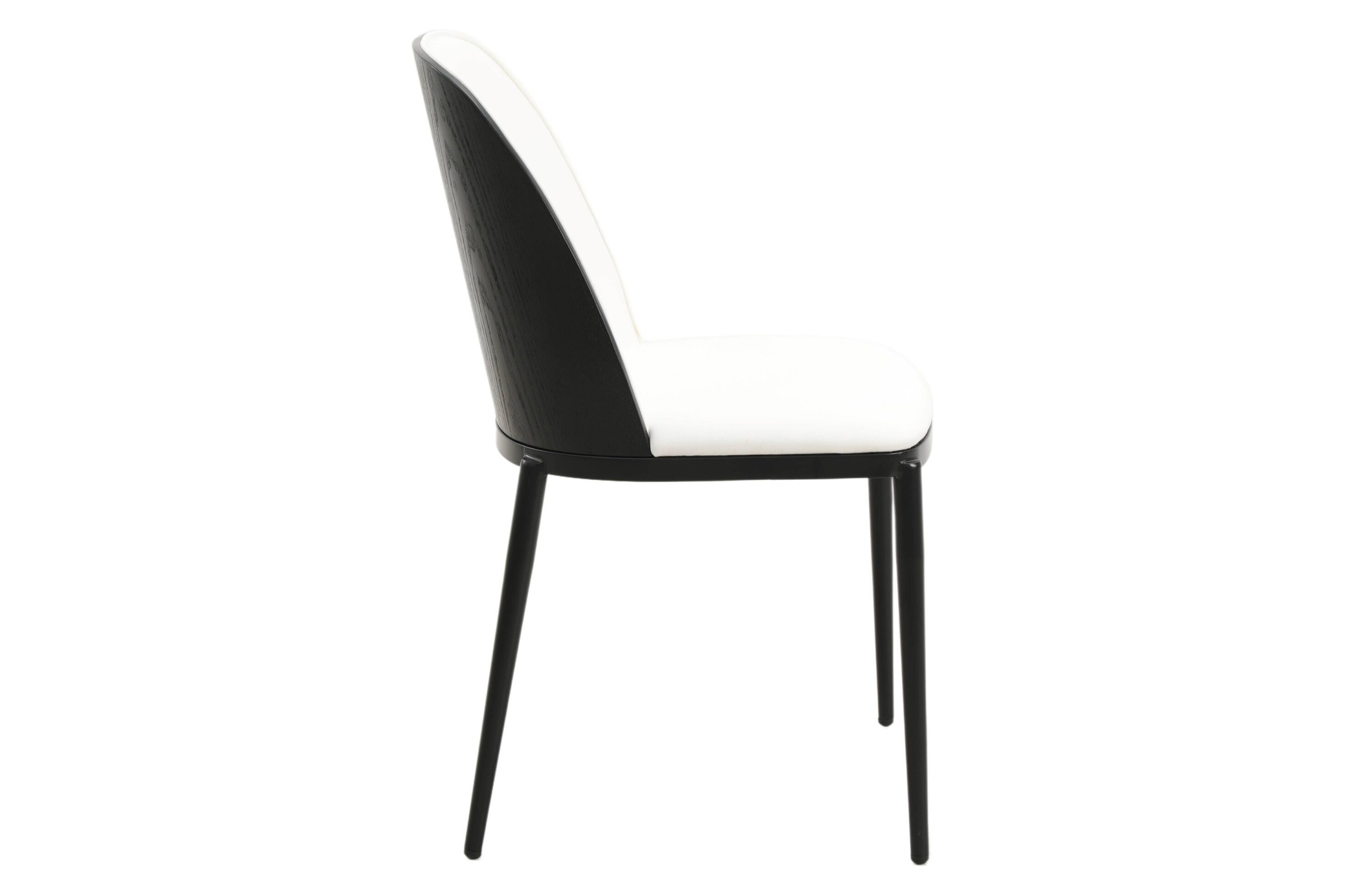 LeisureMod Tule Mid-Century Modern Dining Side Chair with Powder-Coated Steel Frame - Black/White