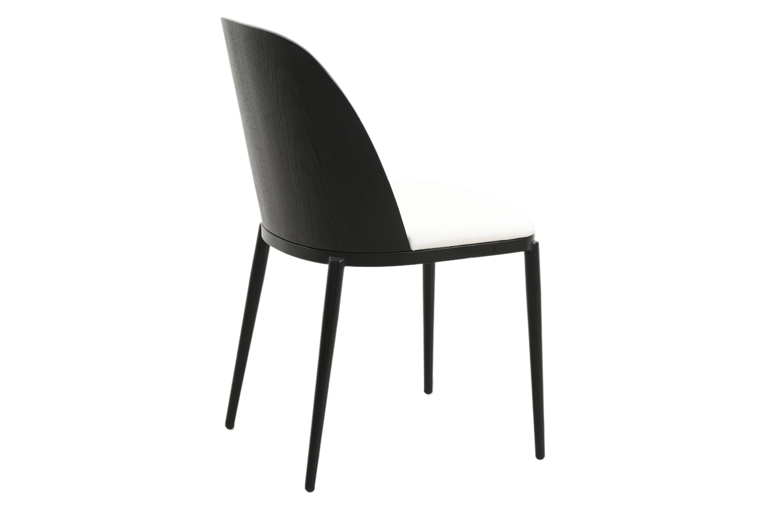 LeisureMod Tule Mid-Century Modern Dining Side Chair with Powder-Coated Steel Frame - Black/White