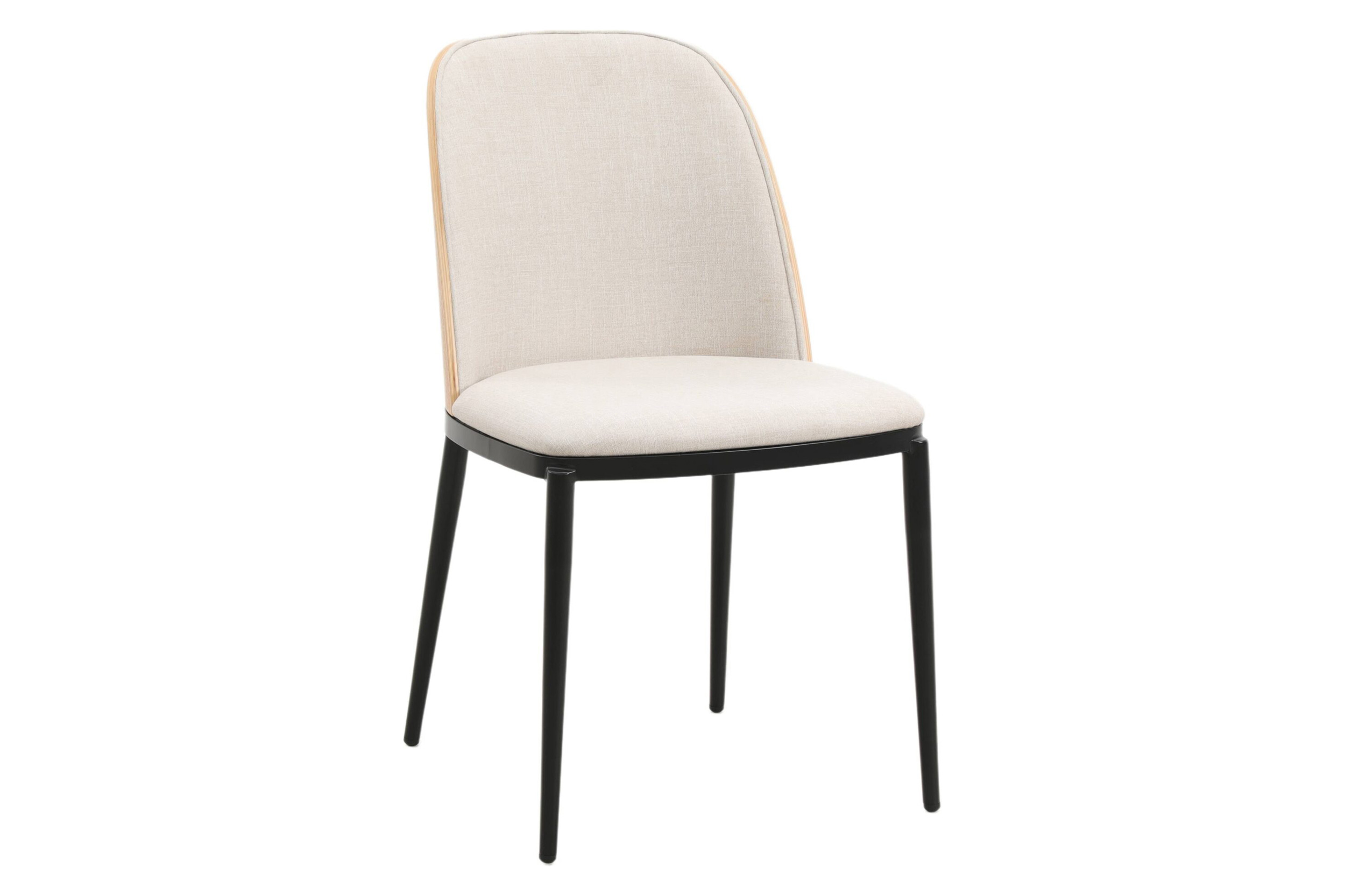 LeisureMod Tule Mid-Century Modern Dining Side Chair with Powder-Coated Steel Frame