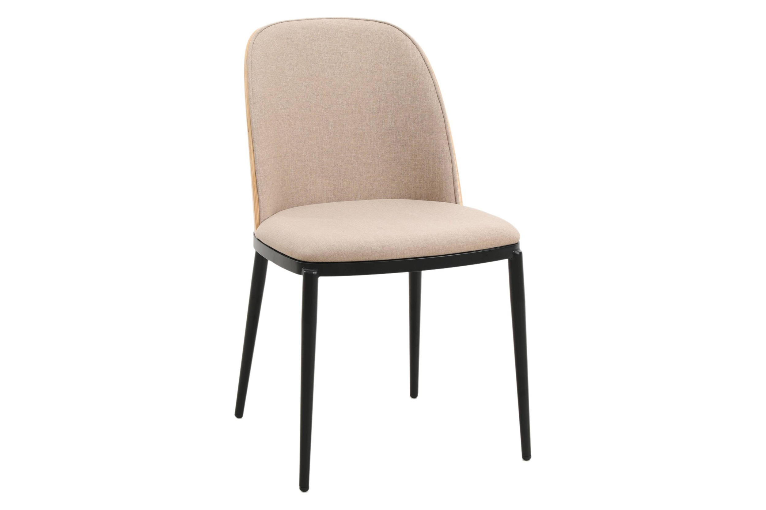 LeisureMod Tule Mid-Century Modern Dining Side Chair with Powder-Coated Steel Frame