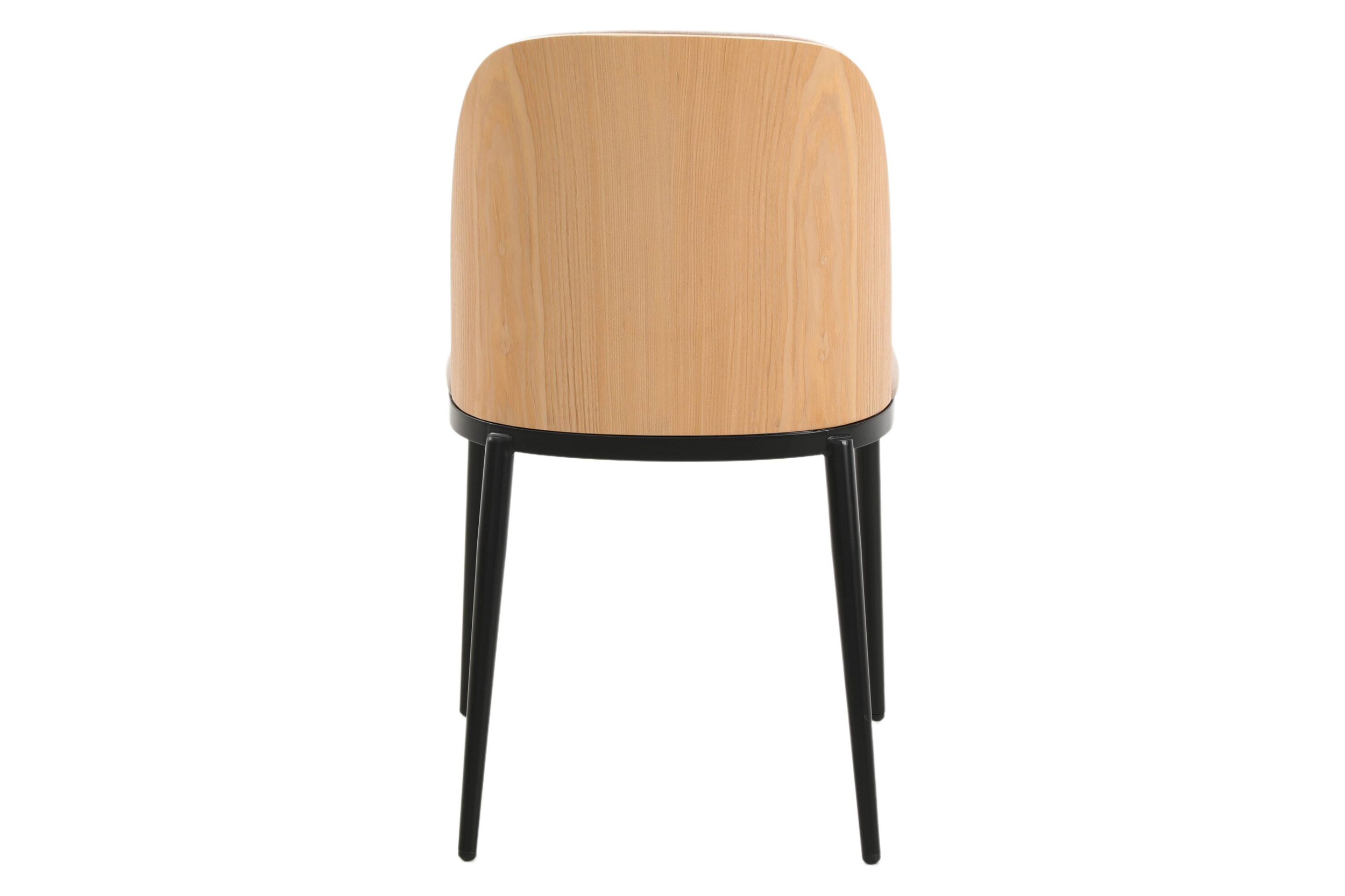 LeisureMod Tule Mid-Century Modern Dining Side Chair with Powder-Coated Steel Frame - Natural Wood/Brown