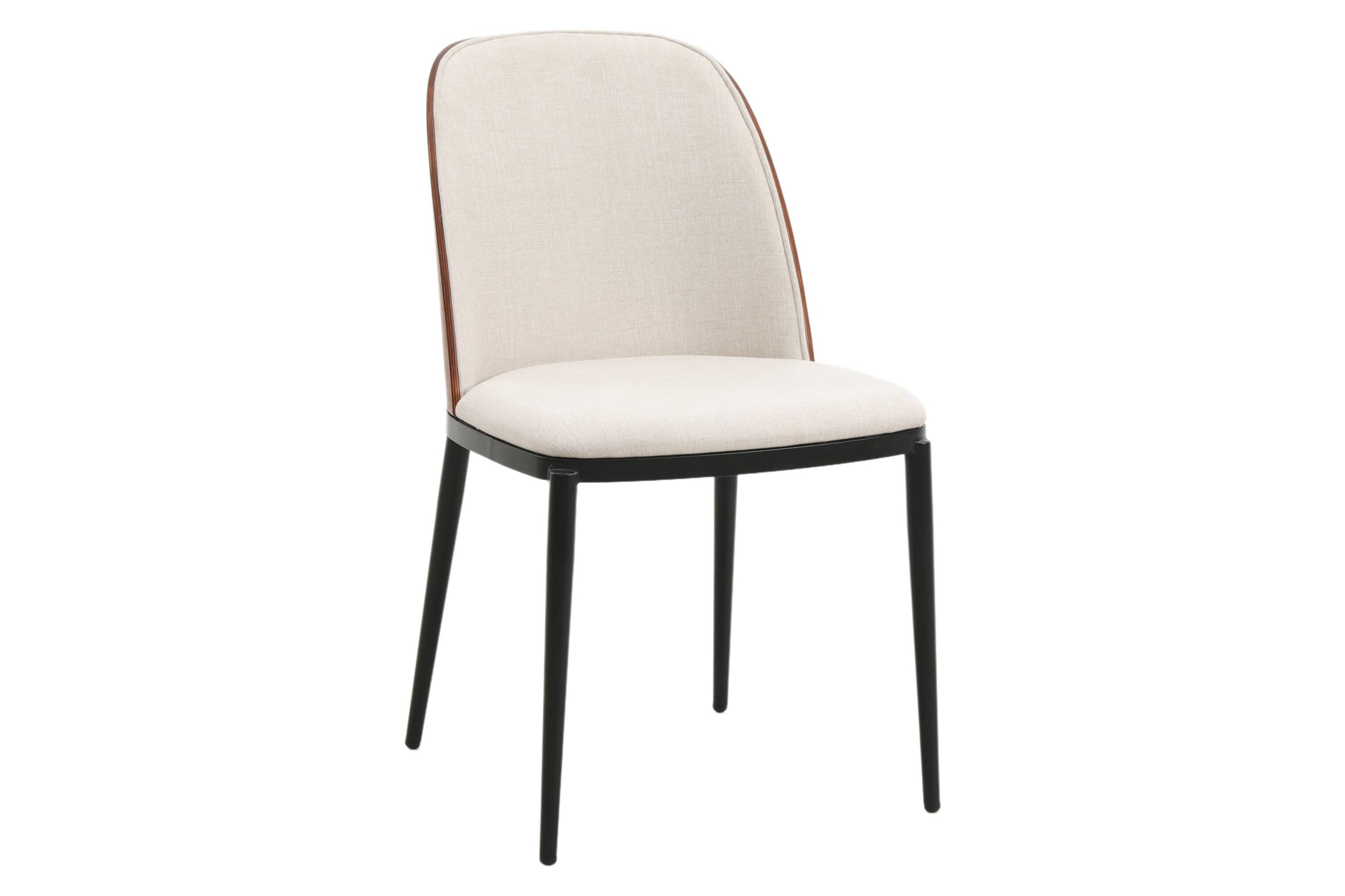 LeisureMod Tule Mid-Century Modern Dining Side Chair with Powder-Coated Steel Frame