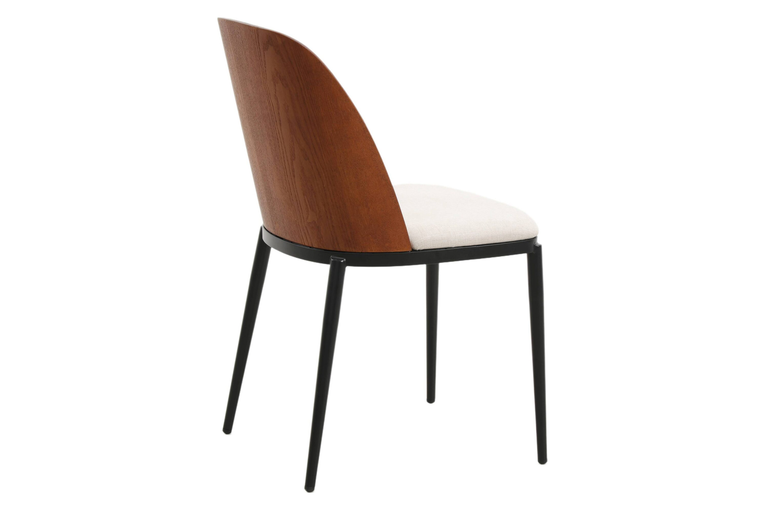 LeisureMod Tule Mid-Century Modern Dining Side Chair with Powder-Coated Steel Frame - Walnut/Beige