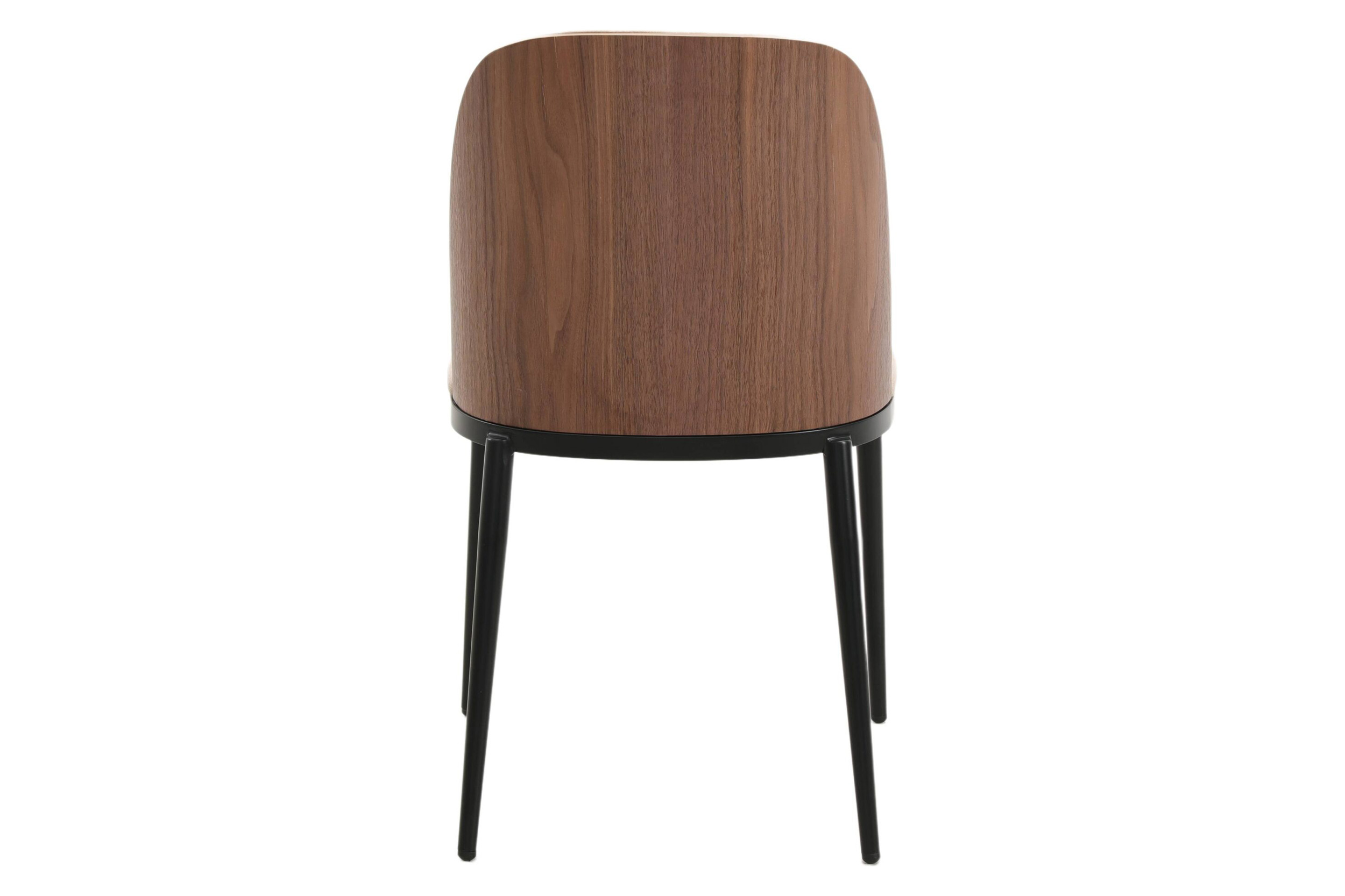 LeisureMod Tule Mid-Century Modern Dining Side Chair with Powder-Coated Steel Frame - Walnut/Light Brown