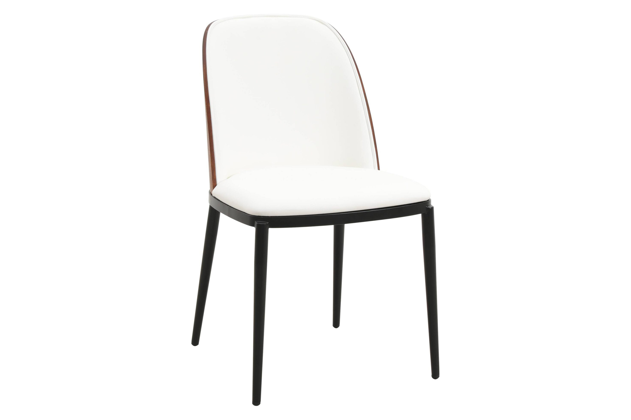 LeisureMod Tule Mid-Century Modern Dining Side Chair with Powder-Coated Steel Frame