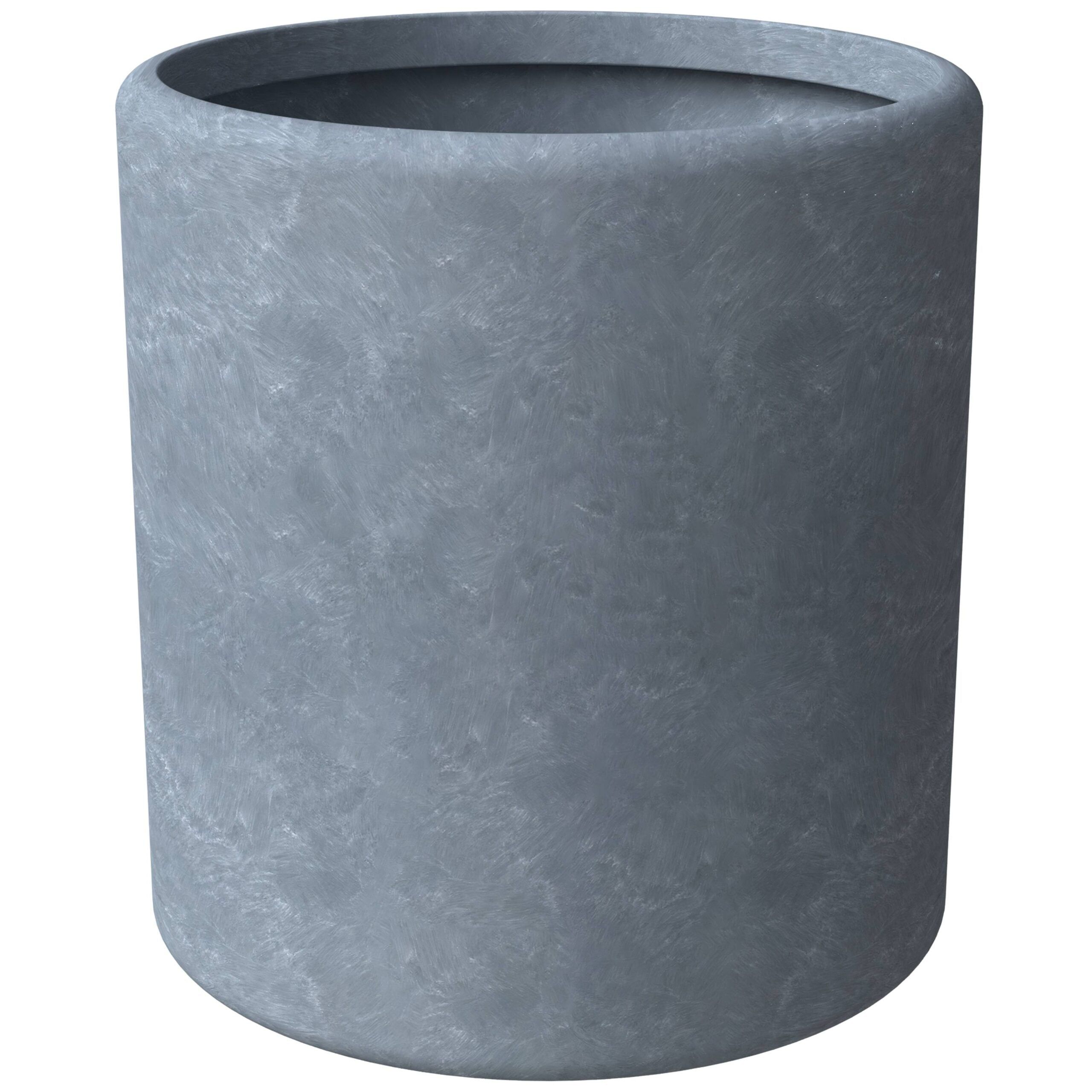 LeisureMod Tundra Modern 14" Round Planter Pot in Fiberstone