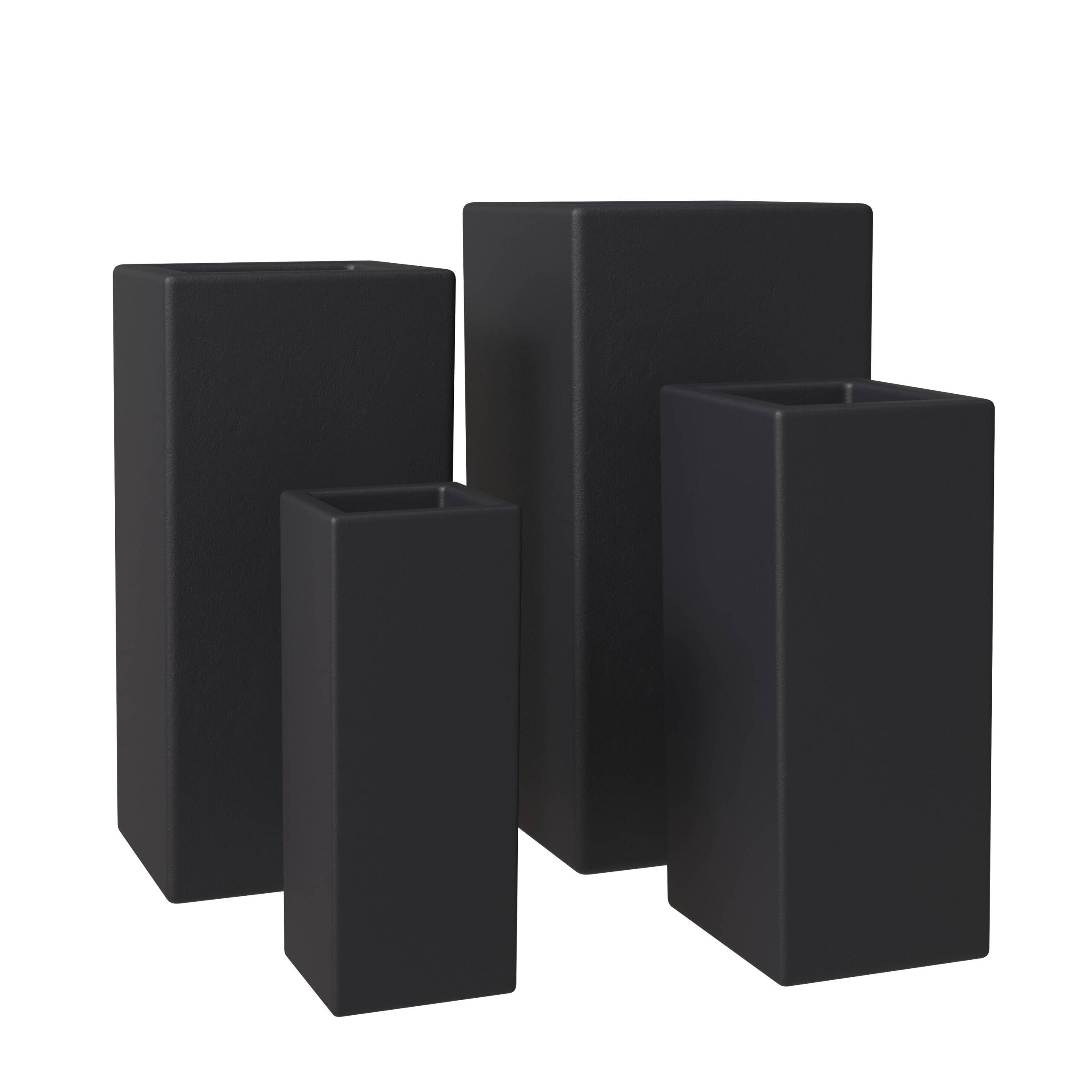 LeisureMod Terra Modern Square Planters Pot in Fiberstone and Clay (Set of 4)