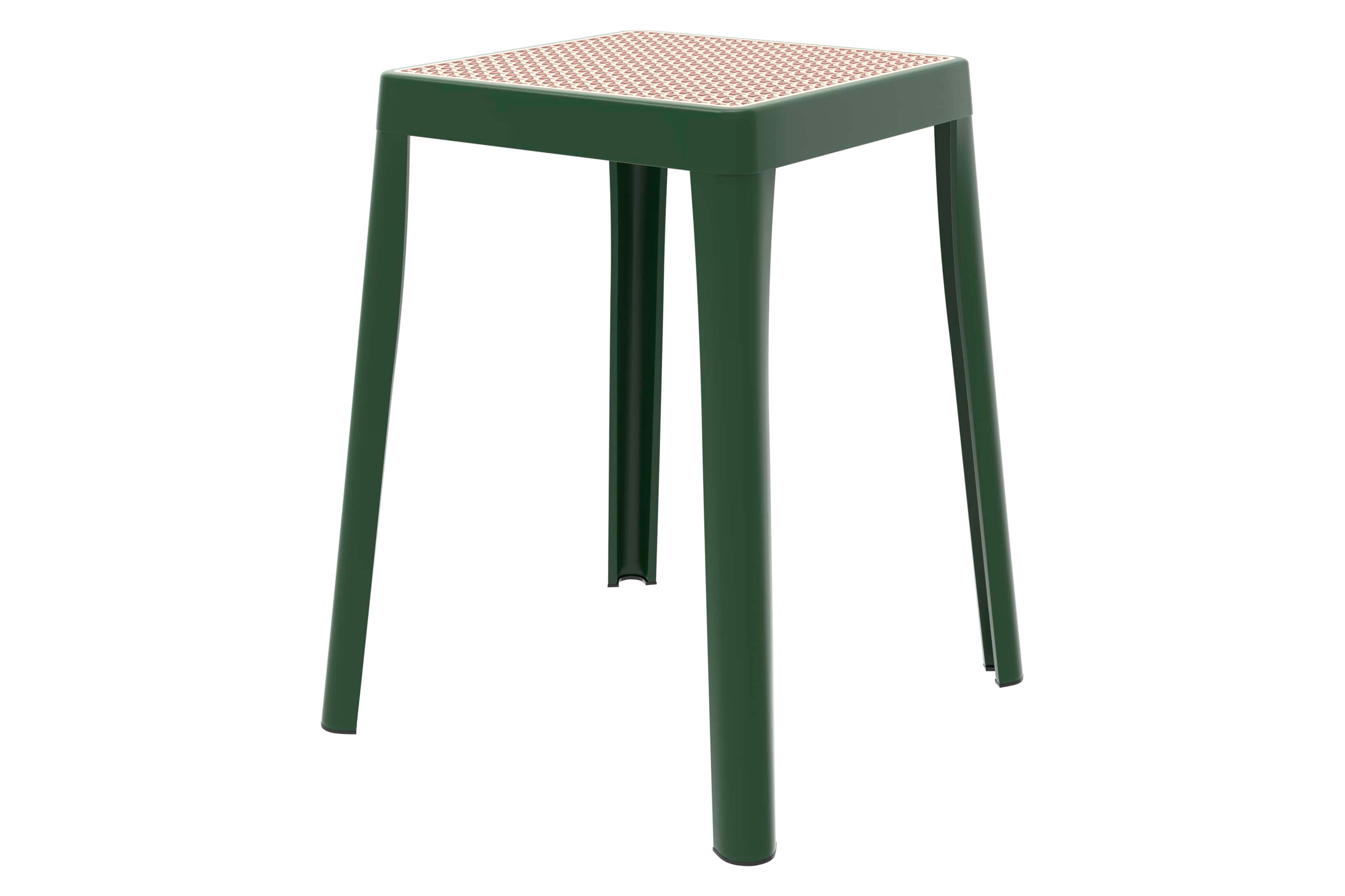 LeisureMod Tresse Mid-Century Modern Stackable Square Plastic Dining Stool with Wicker Top