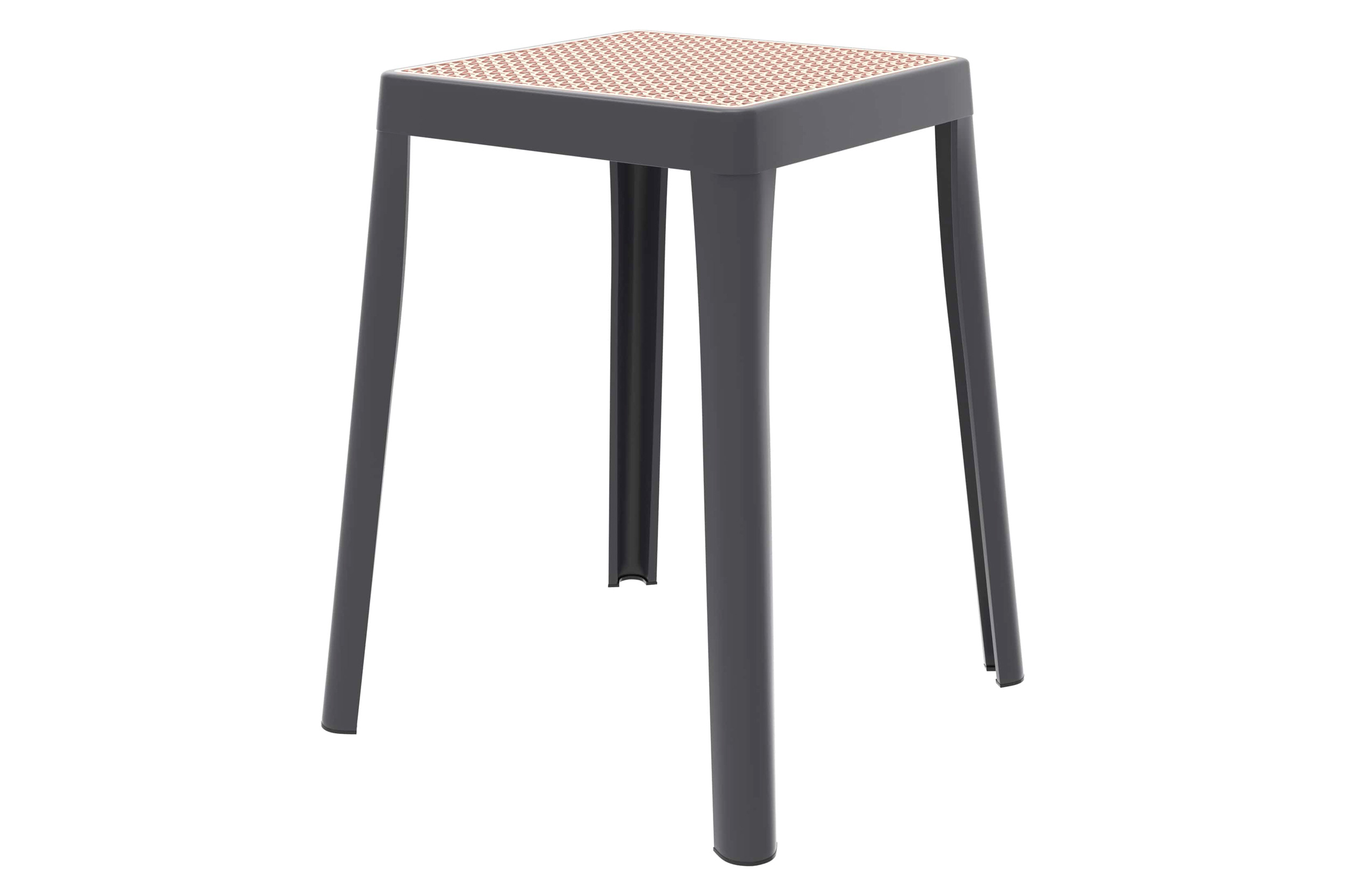 LeisureMod Tresse Mid-Century Modern Stackable Square Plastic Dining Stool with Wicker Top