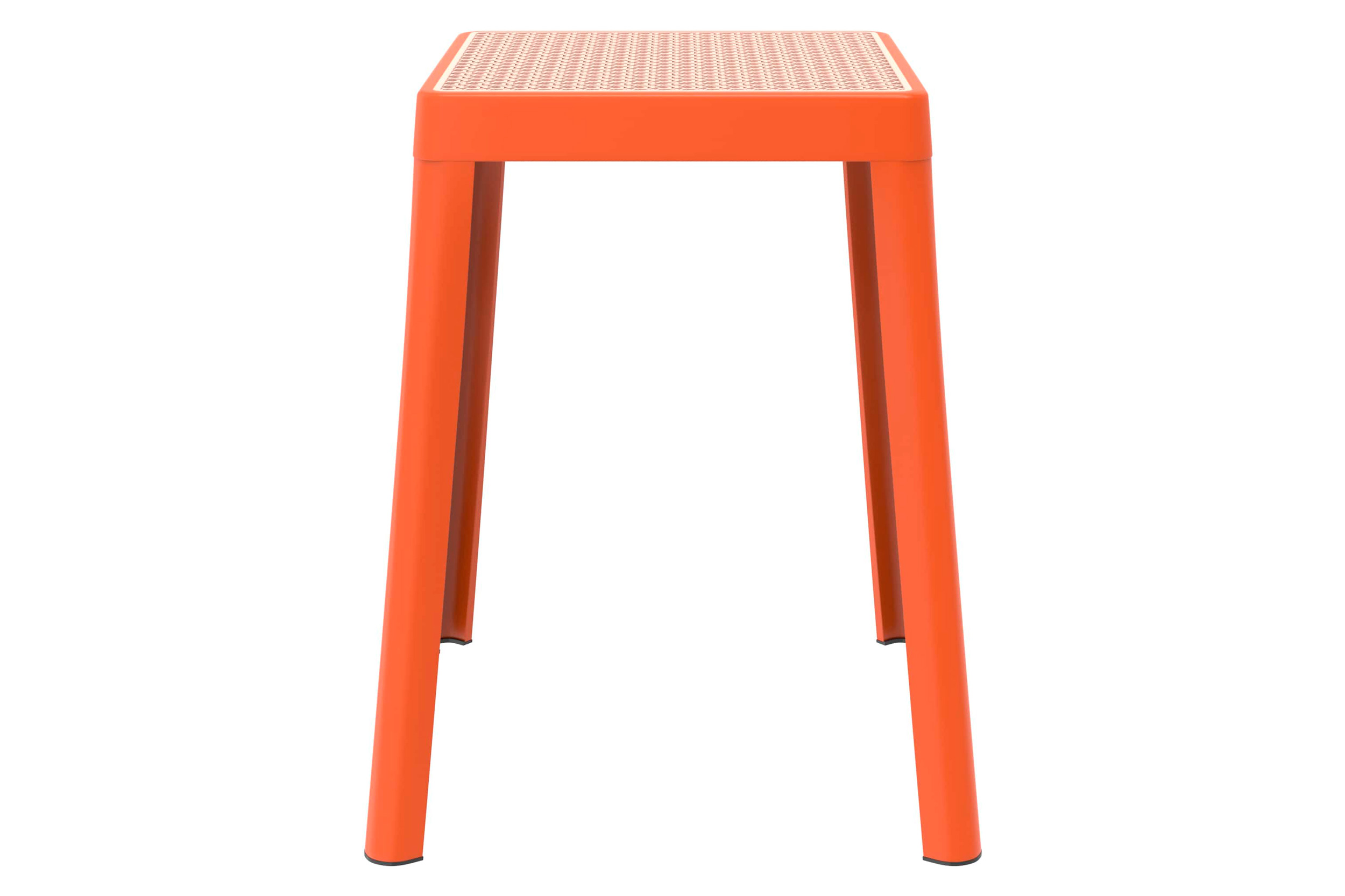 LeisureMod Tresse Mid-Century Modern Stackable Square Plastic Dining Stool with Wicker Top - Orange