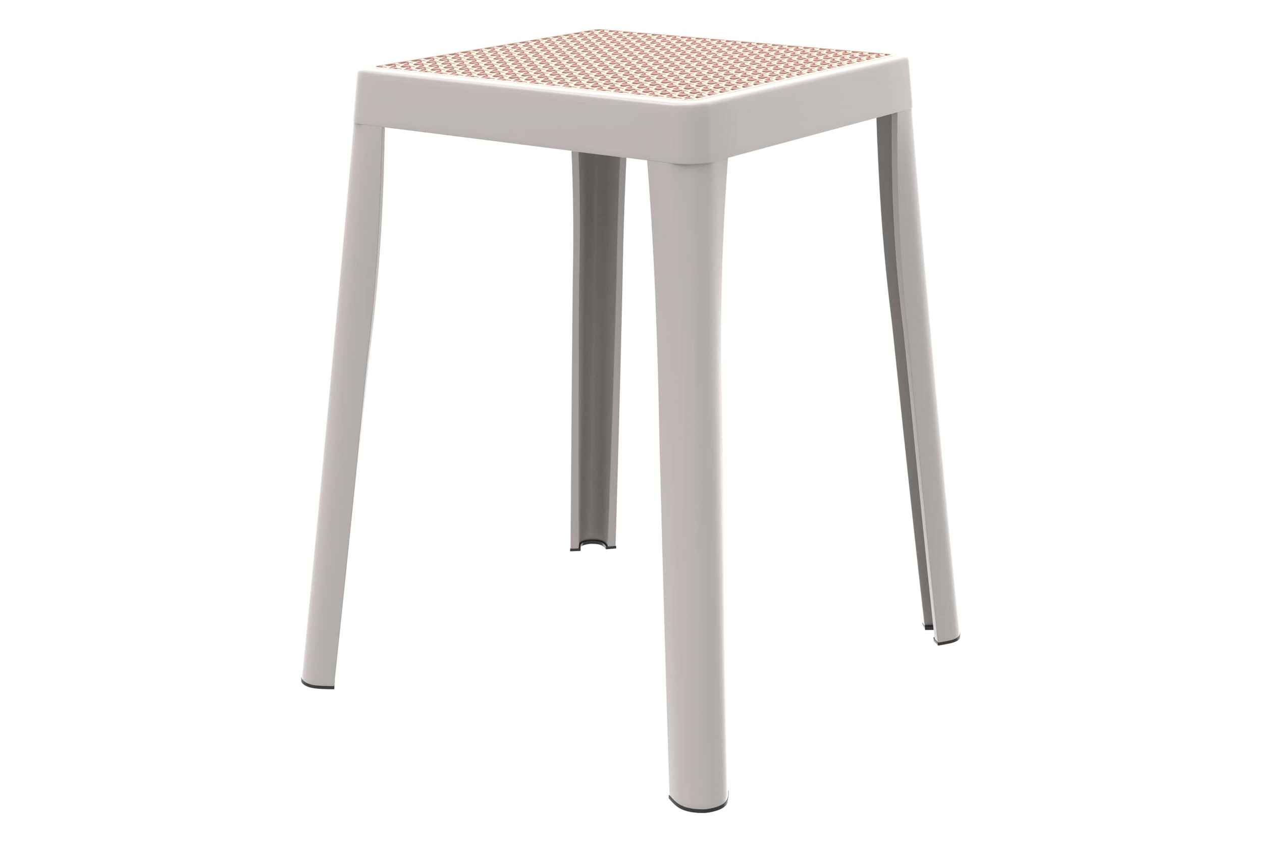 LeisureMod Tresse Mid-Century Modern Stackable Square Plastic Dining Stool with Wicker Top