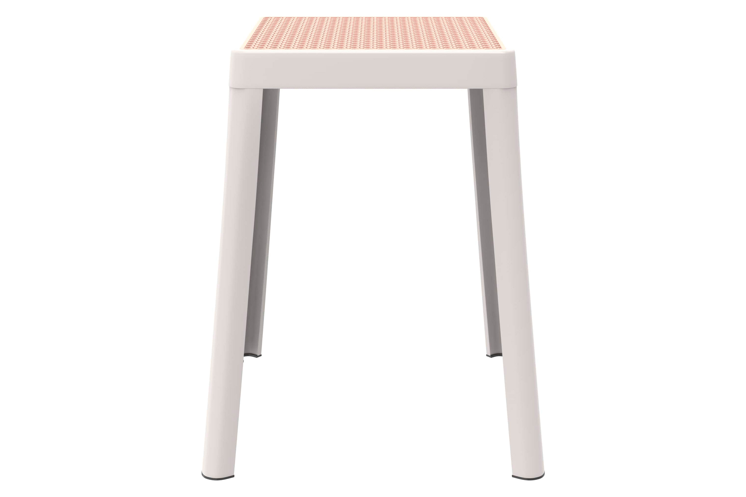 LeisureMod Tresse Mid-Century Modern Stackable Square Plastic Dining Stool with Wicker Top - White