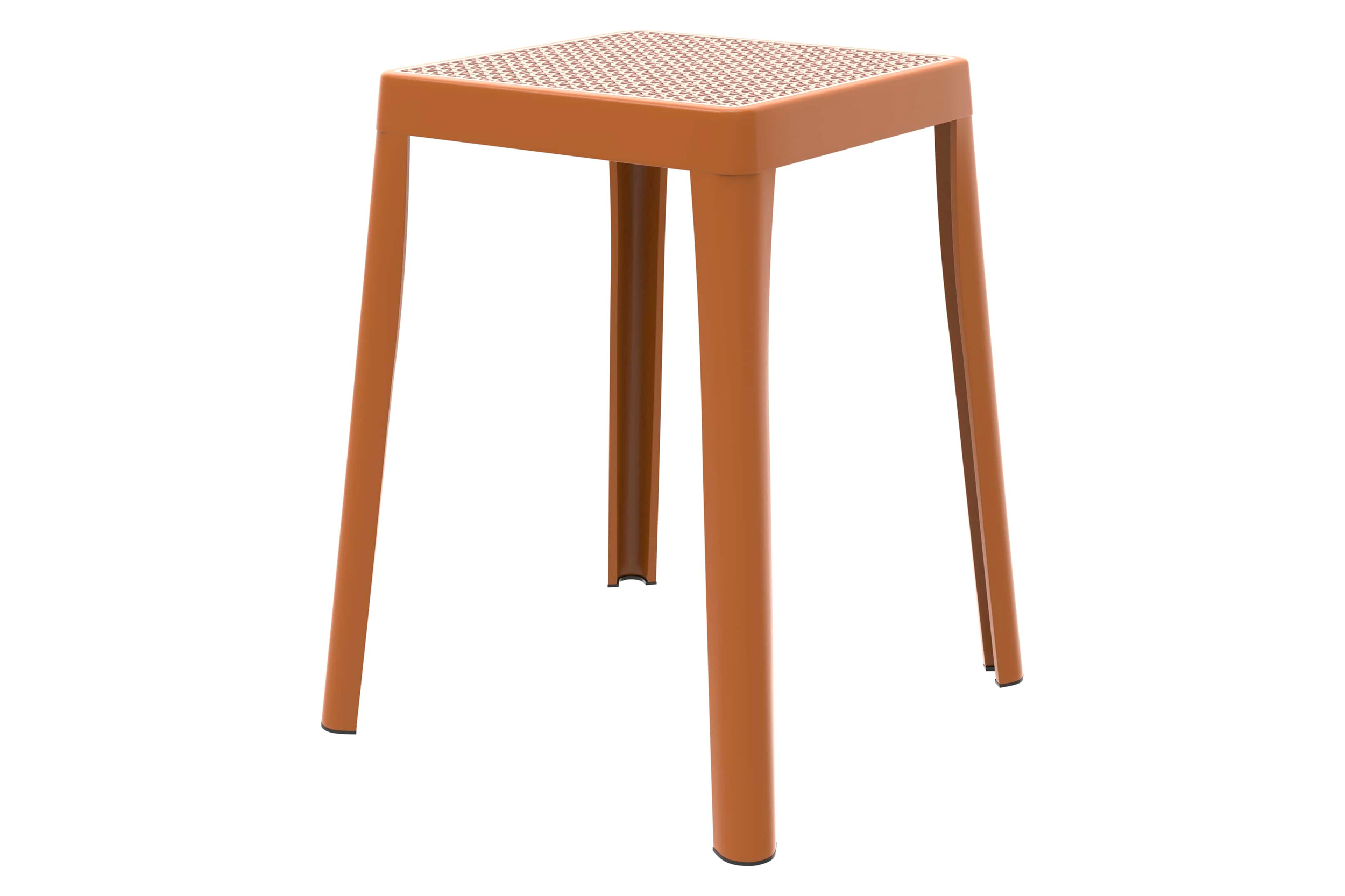 LeisureMod Tresse Mid-Century Modern Stackable Square Plastic Dining Stool with Wicker Top